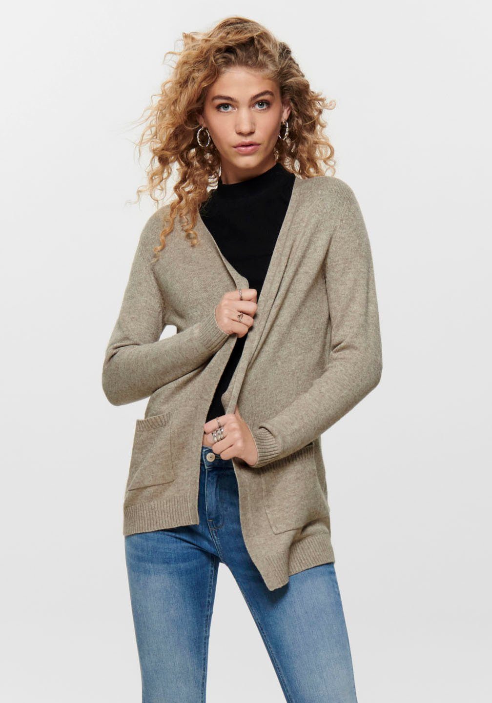 ONLY Strickjacke ONLLESLY in Optik melierter beige-meliert