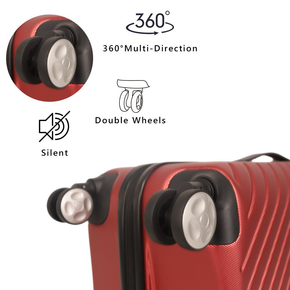 NEWCOM mit Hartschale ABS+PC Gepäckset TSA-Schloss,2er-Set Handgepäckkoffer rot