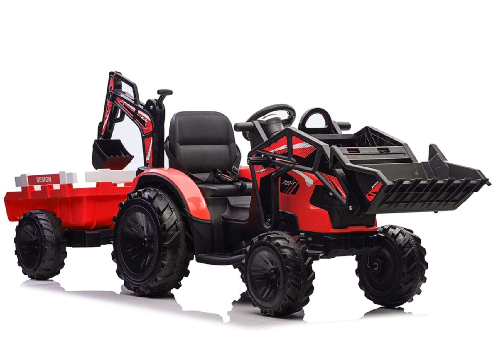 Wisam Elektro-Kinderauto Akku-Bagger mit Anhänger SX2068 Rot