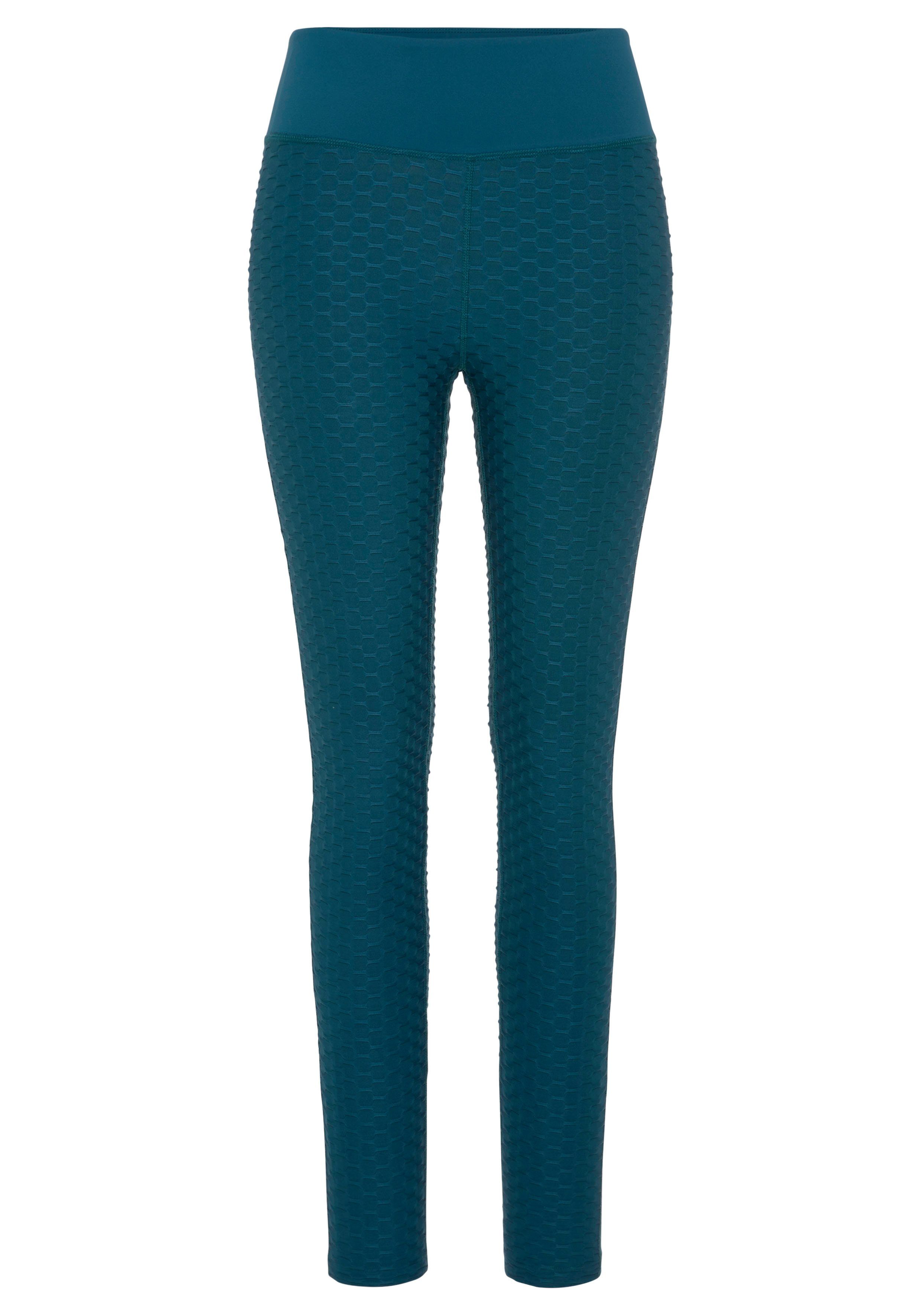 Funktionsleggings active und petrol Mesheinsatz -Sportleggings mit vivance Wabendesign