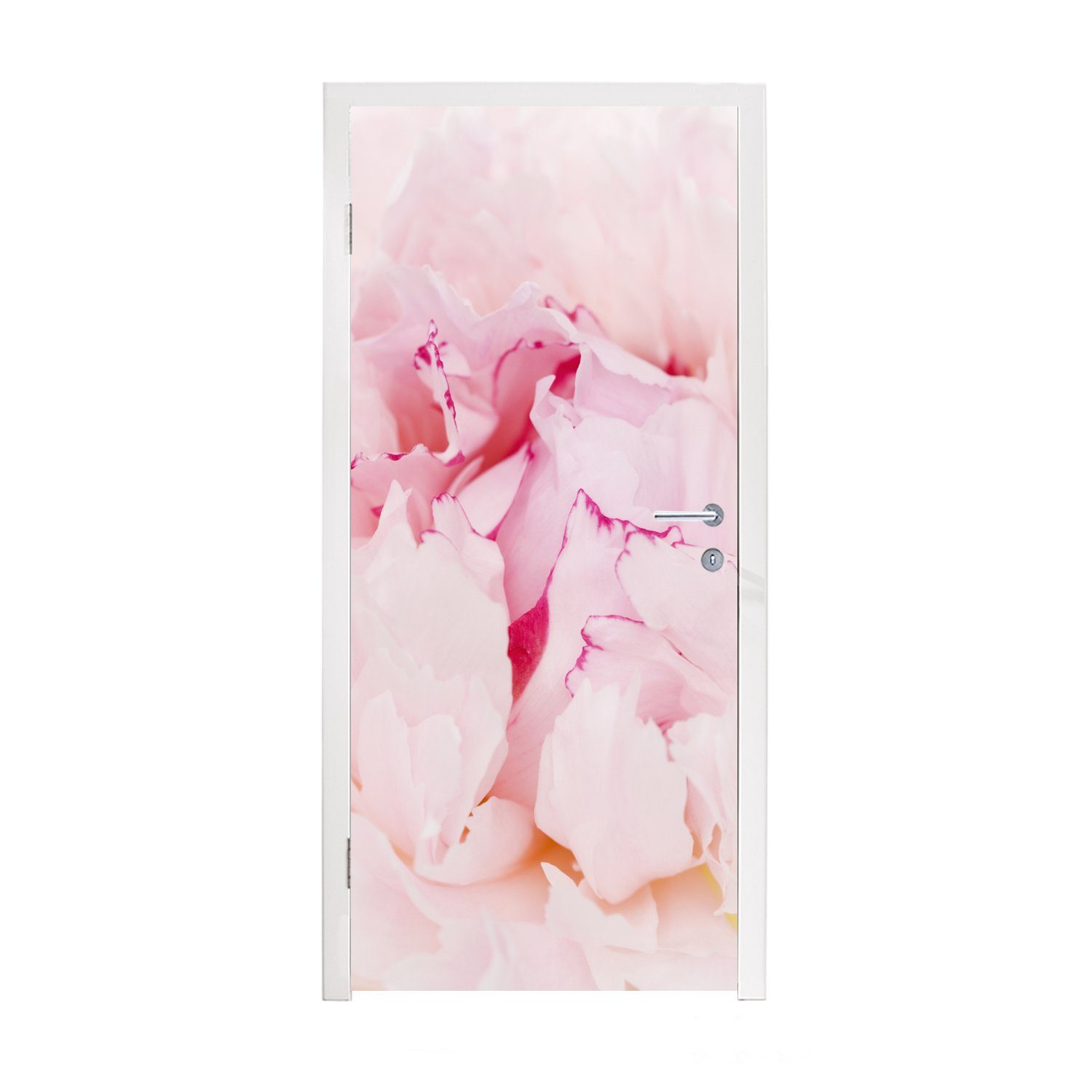 MuchoWow Türtapete Nahaufnahme einer dichten rosa Pfingstrose, Matt, bedruckt, (1 St), Fototapete für Tür, Türaufkleber, 75x205 cm