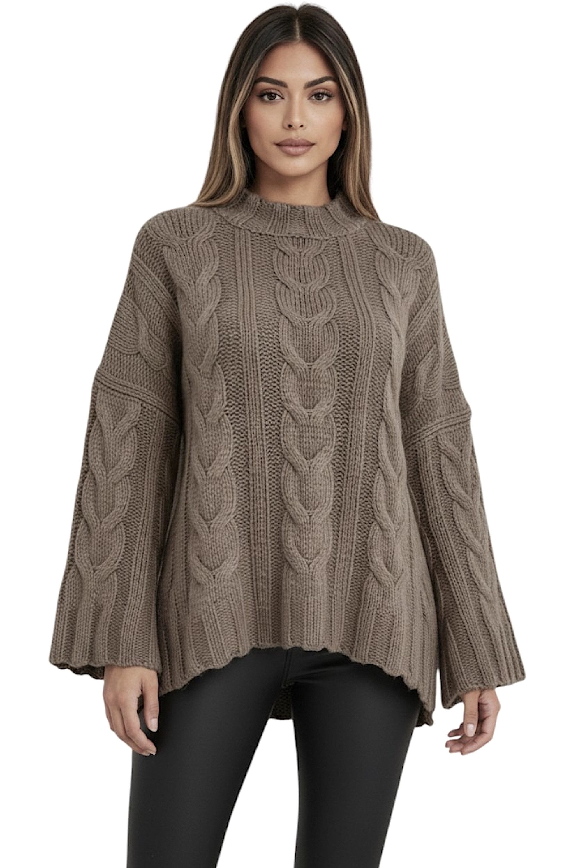 Worldclassca Longpullover WORLDCLASSCA Strickpulllover Oversize Lang Zopf Muster Winter Pulli Neue Kollektion - Stilvolle und gemütliche Strickmode für Damen