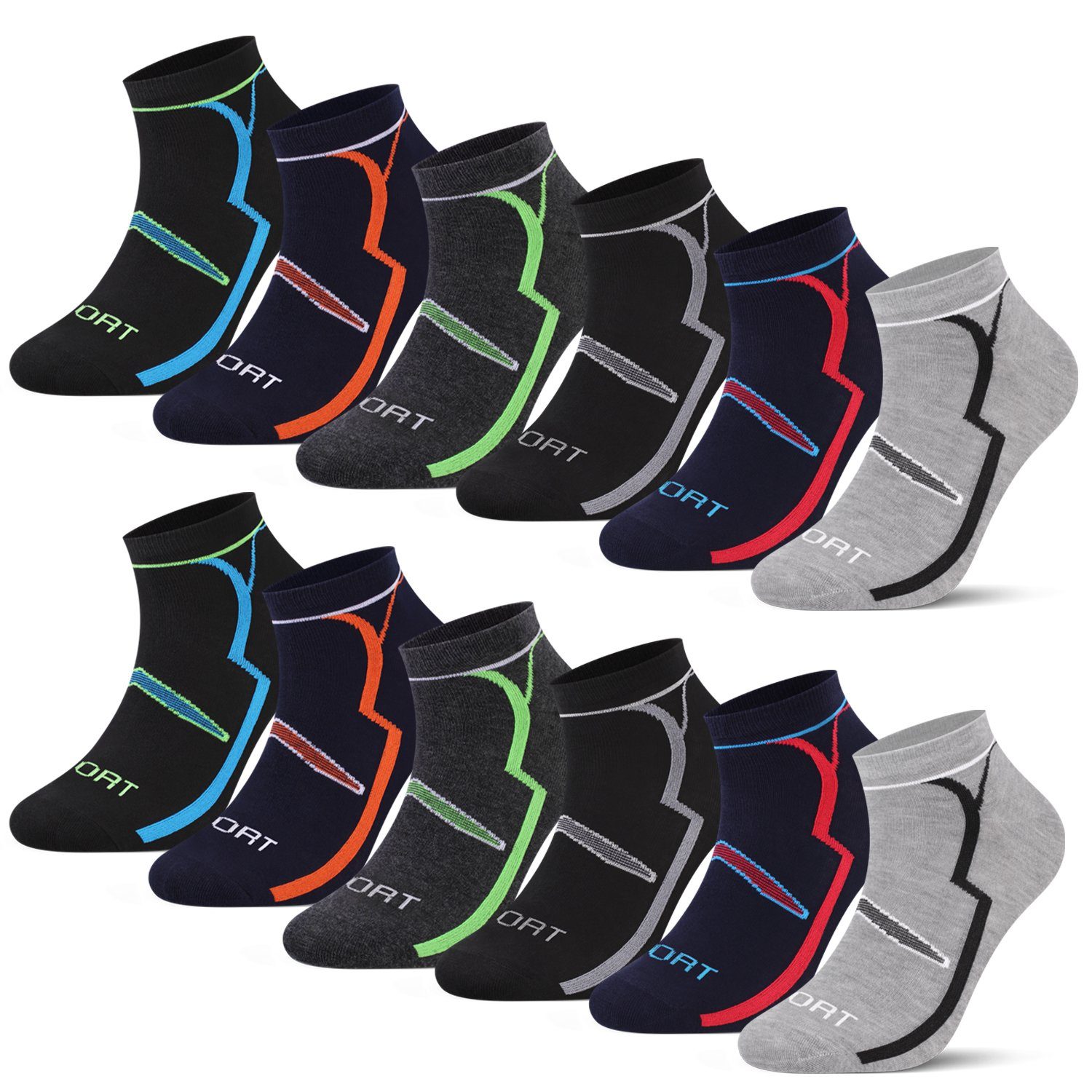 L&K Sportsocken 2303 (10er-Pack) Herren Sneaker Socken aus Baumwolle