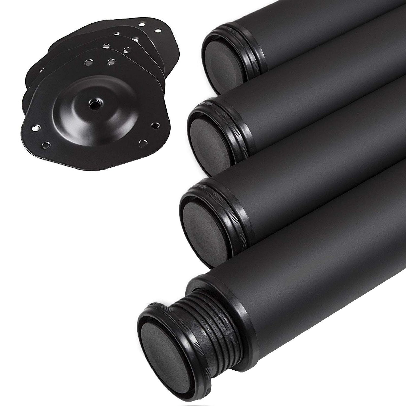 SO-TECH® Tischbein Ø 60 mm, belastbar bis 75 kg pro Stück, höhenverstellbar, Höhe 71 cm, Stahl, schwarz, 4x