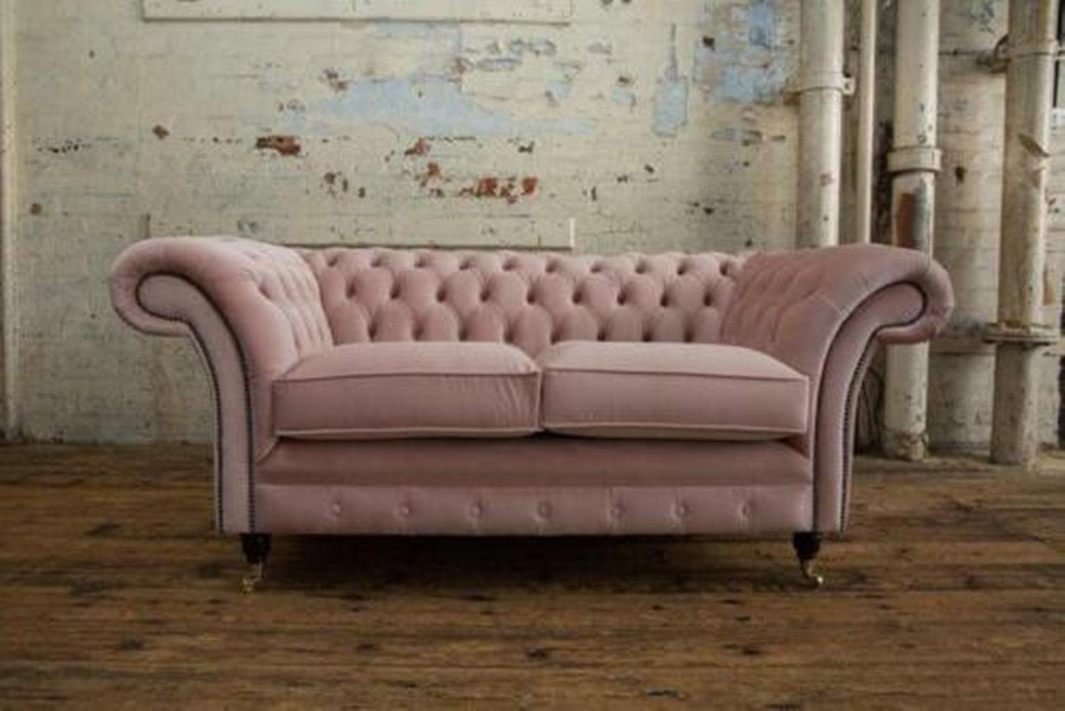 Couchen Samt Couch Sofa Sitzer 2 Designer Textil Cheserfield JVmoebel Chesterfield-Sofa,