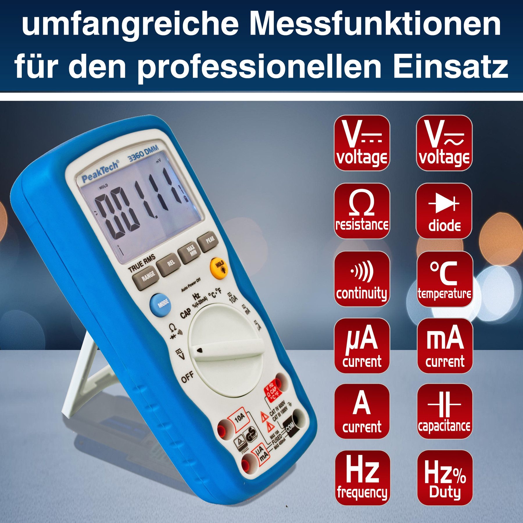 PeakTech Multimeter PEAKTECH Multimeter, P 3360, True RMS, IP67, 40000 Counts