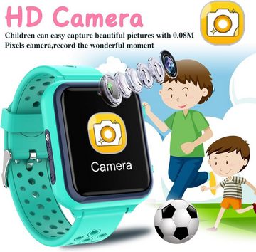 retysaz Smartwatch (1.44 Zoll, Android, iOS), mit Multifunktionale Kinderuhr SOS-Anruf,Taschenlampe, 3-Wecker,Spiele