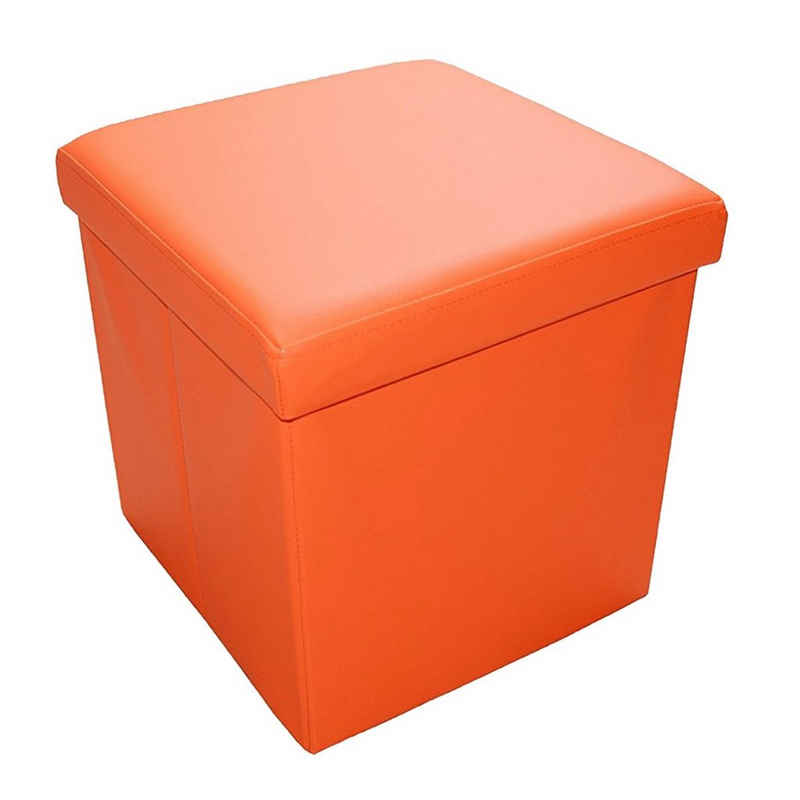 style home Sitzhocker, Sitzwürfel mit Stauraum Aufbewahrungsbox faltbar 38x38x38cm Orange