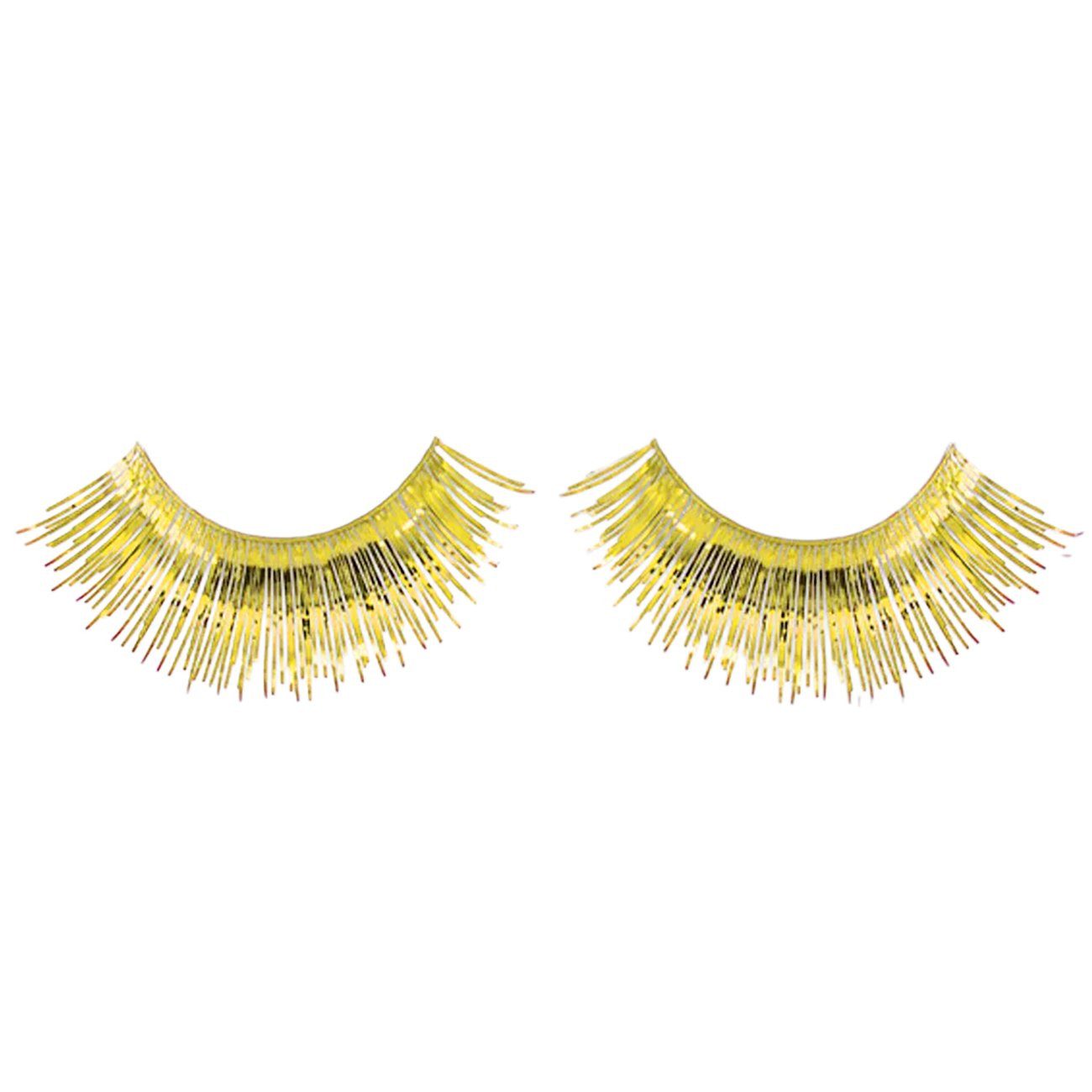 Metamorph Bandwimpern Lametta Wimpern gold, Breit gefächerte Fake Lashes im Metallic-Look