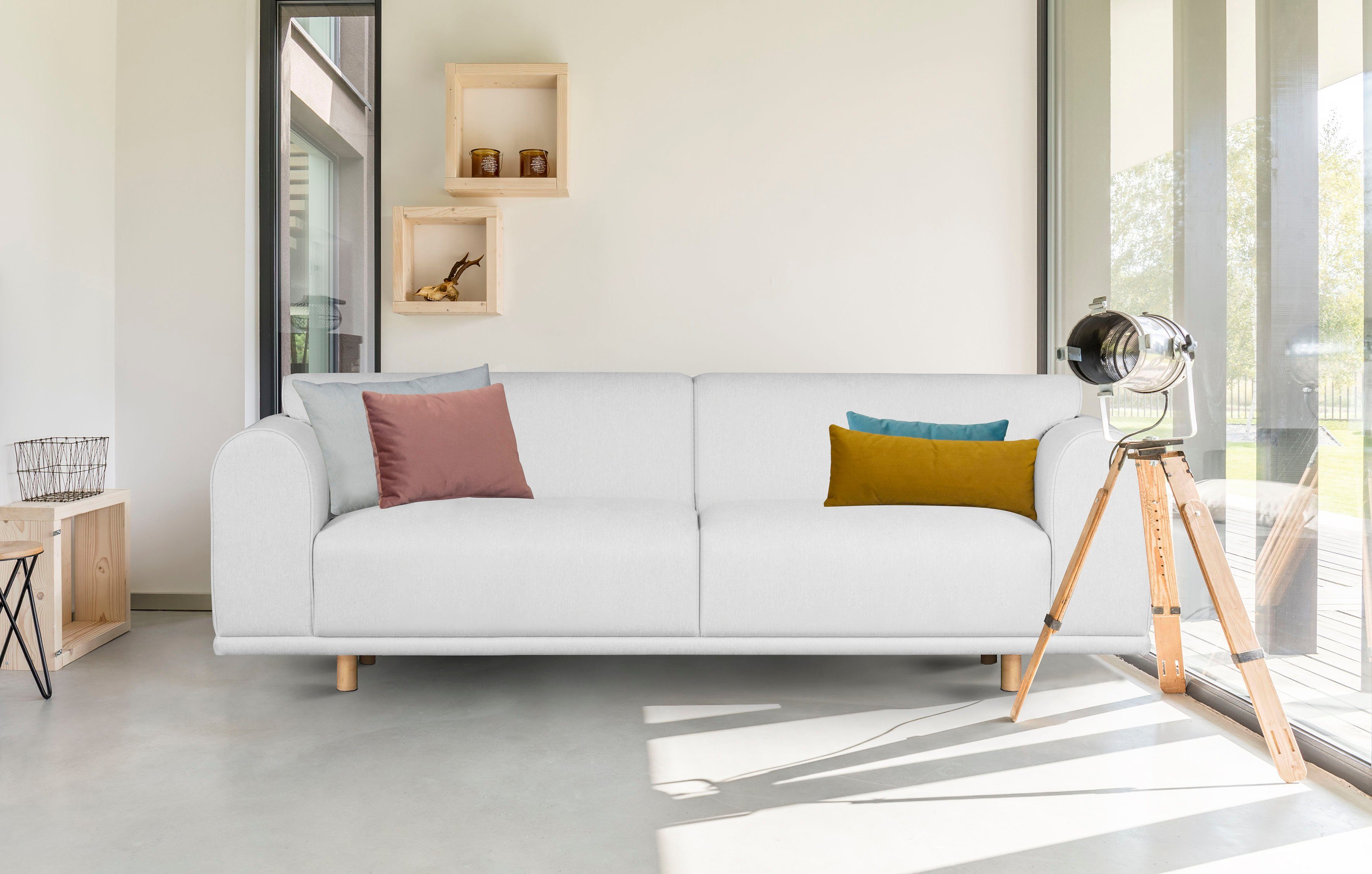 OTTO home 3-Sitzer Maroon, in skandinavischem Design, mit losen Kissen