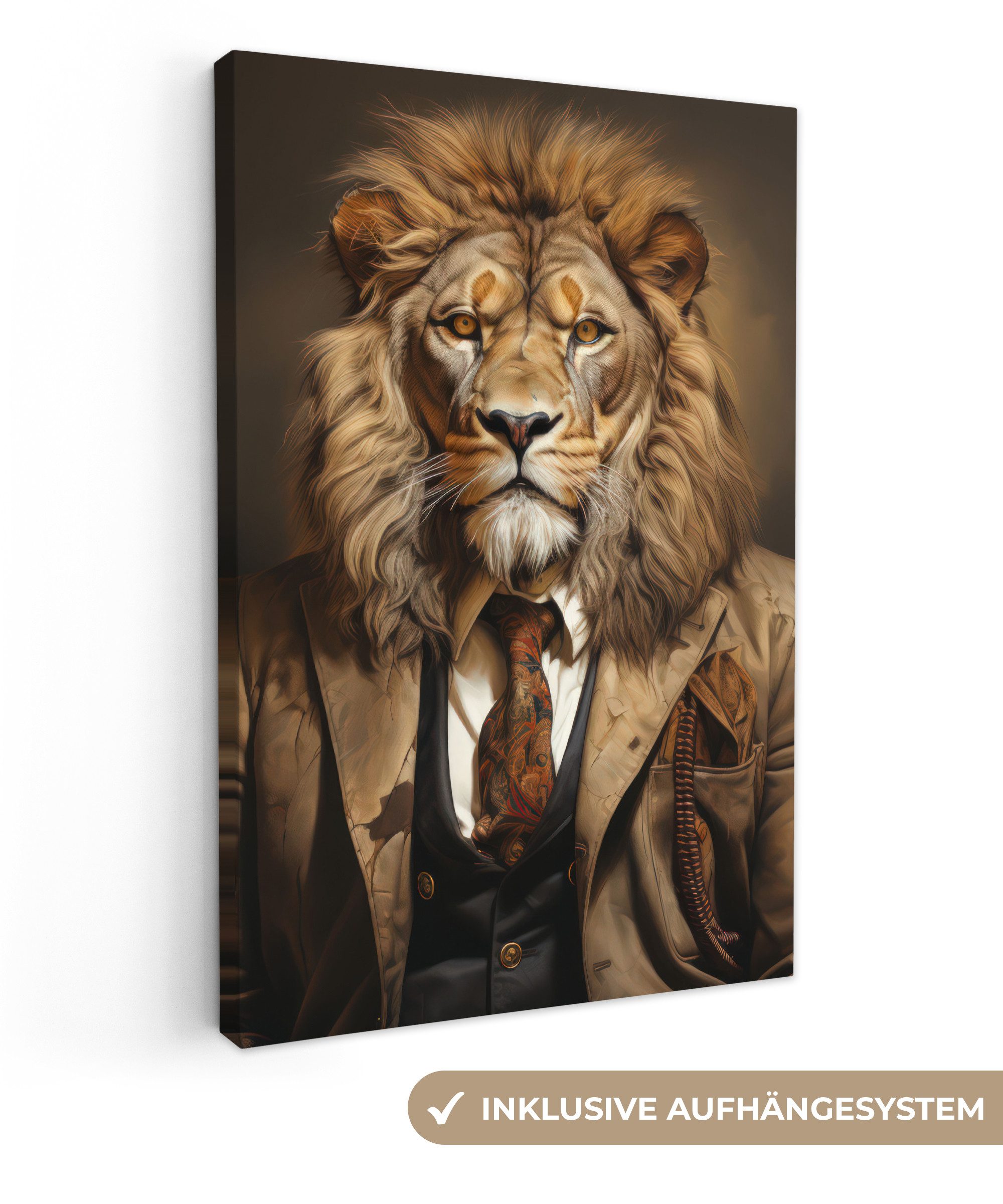 OneMillionCanvasses® Leinwandbild Vintage - Löwe - günstig online kaufen