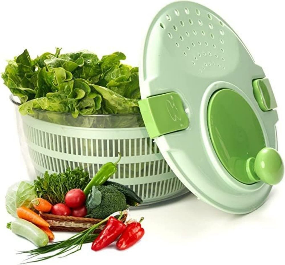 SOTOR Salatschleuder groß – 4 l Salatschleuder für Gemüsewäsche, Salattrockner mit Abfluss, (Gemüsewaschmaschine Obstabtropfschale Korb – multifunktionaler Küchenhelfer zum Waschen von Obst Gemüsewäsche, 1-tlg)