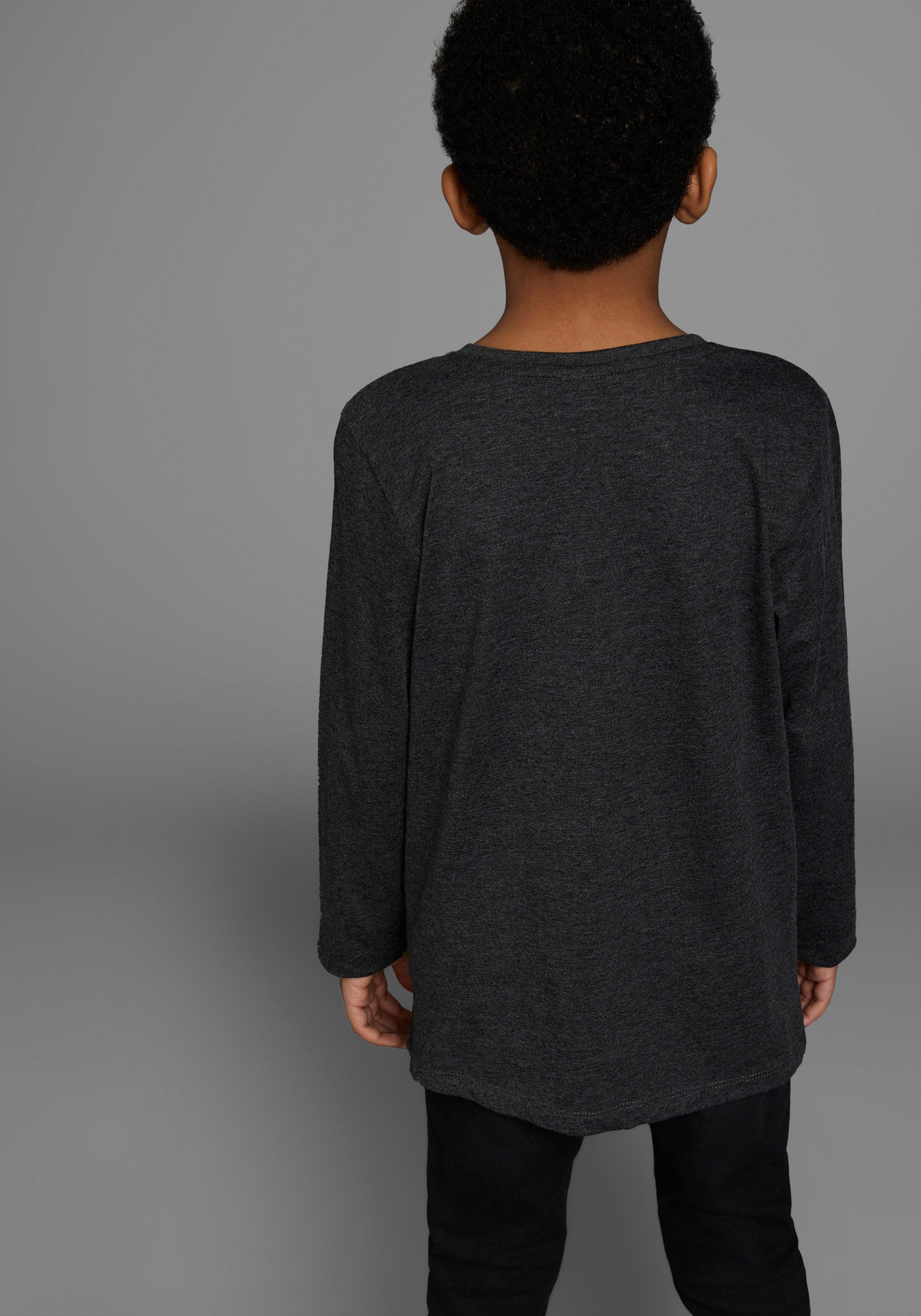 KIDSWORLD Langarmshirt ZU FRÜH, ZU MÜDE, ZU MONTAG Langarm, Basic-Passform, mit stylischem Druck, Rundhalsausschnitt