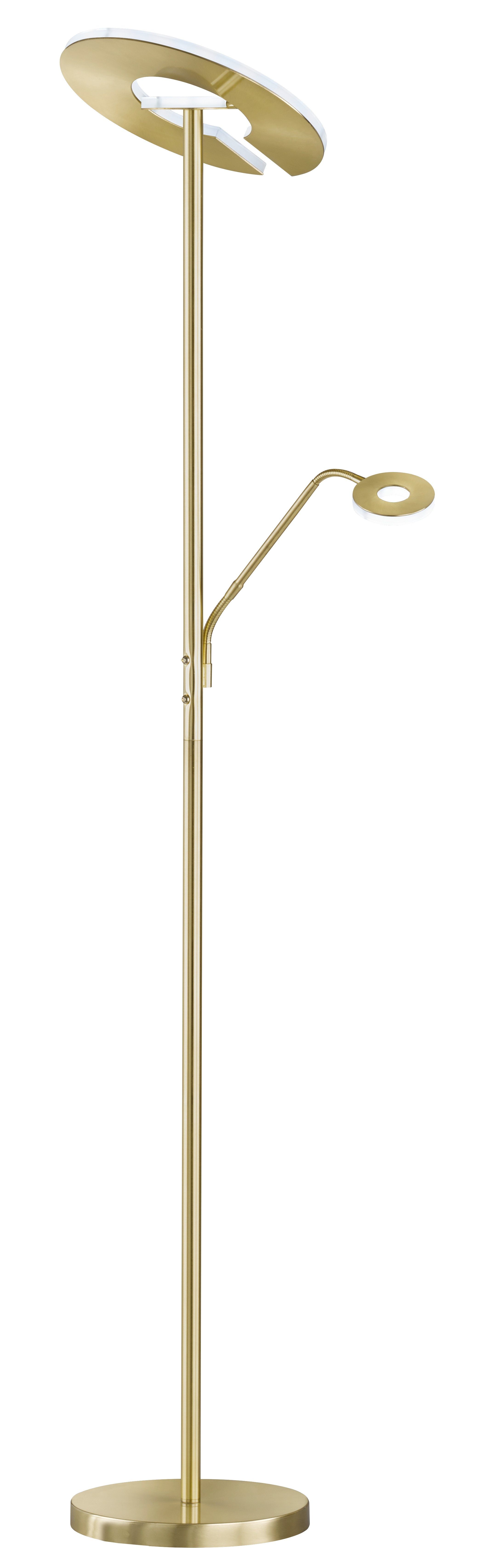 FISCHER & HONSEL LED Stehlampe DENT, 2-flammig, H 180 cm, Messingfarben, Weiß, Anpassung der Farbtemperatur, Dimmfunktion, Lesearm, LED fest integriert, Neutralweiß, Acryl, Metall, Touchsensor, Stehleuchte. € 306,90