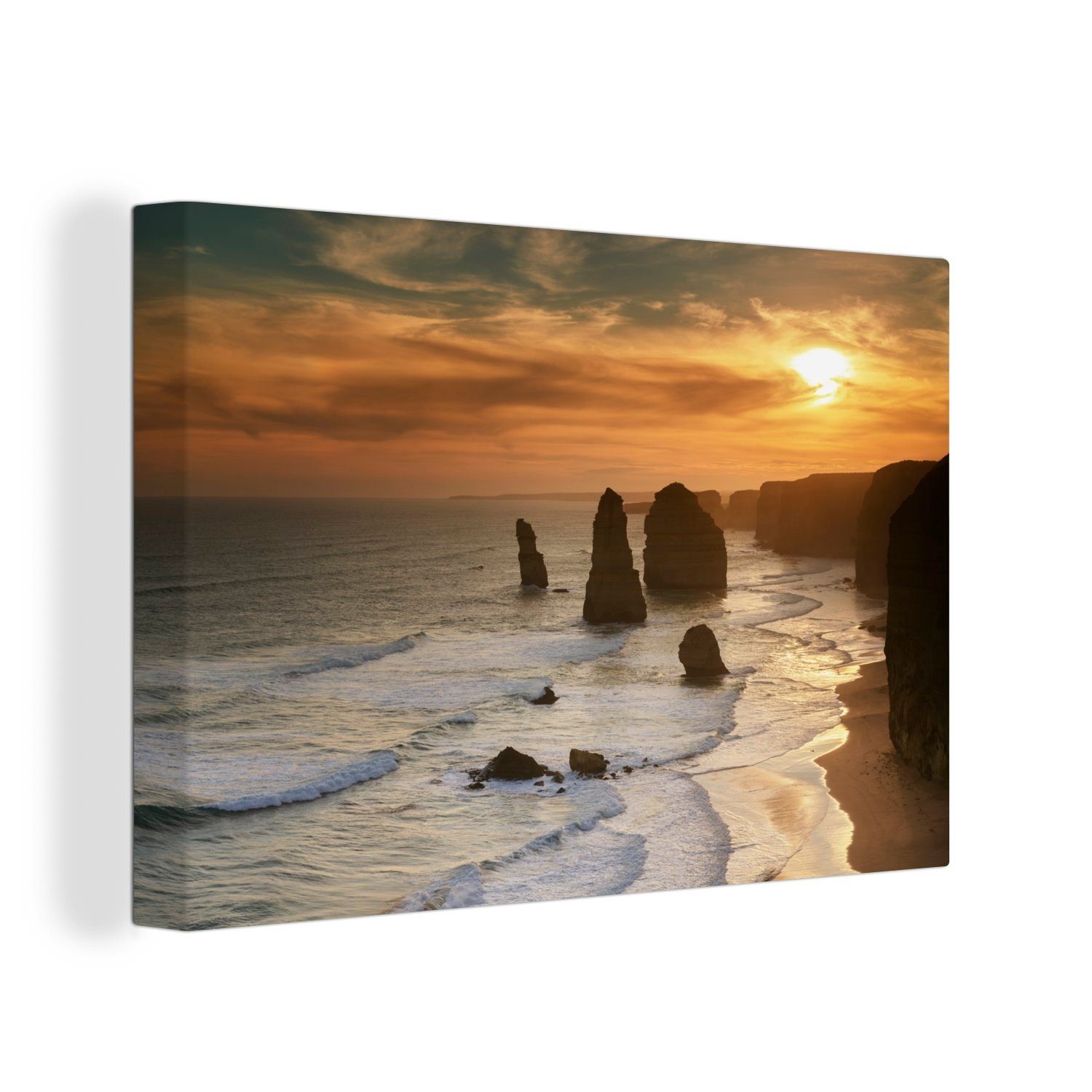 OneMillionCanvasses® Leinwandbild Sonnenuntergang über den Zwölf Aposteln, (1 St), Wandbild Leinwandbilder, Aufhängefertig, Wanddeko, 30x20 cm