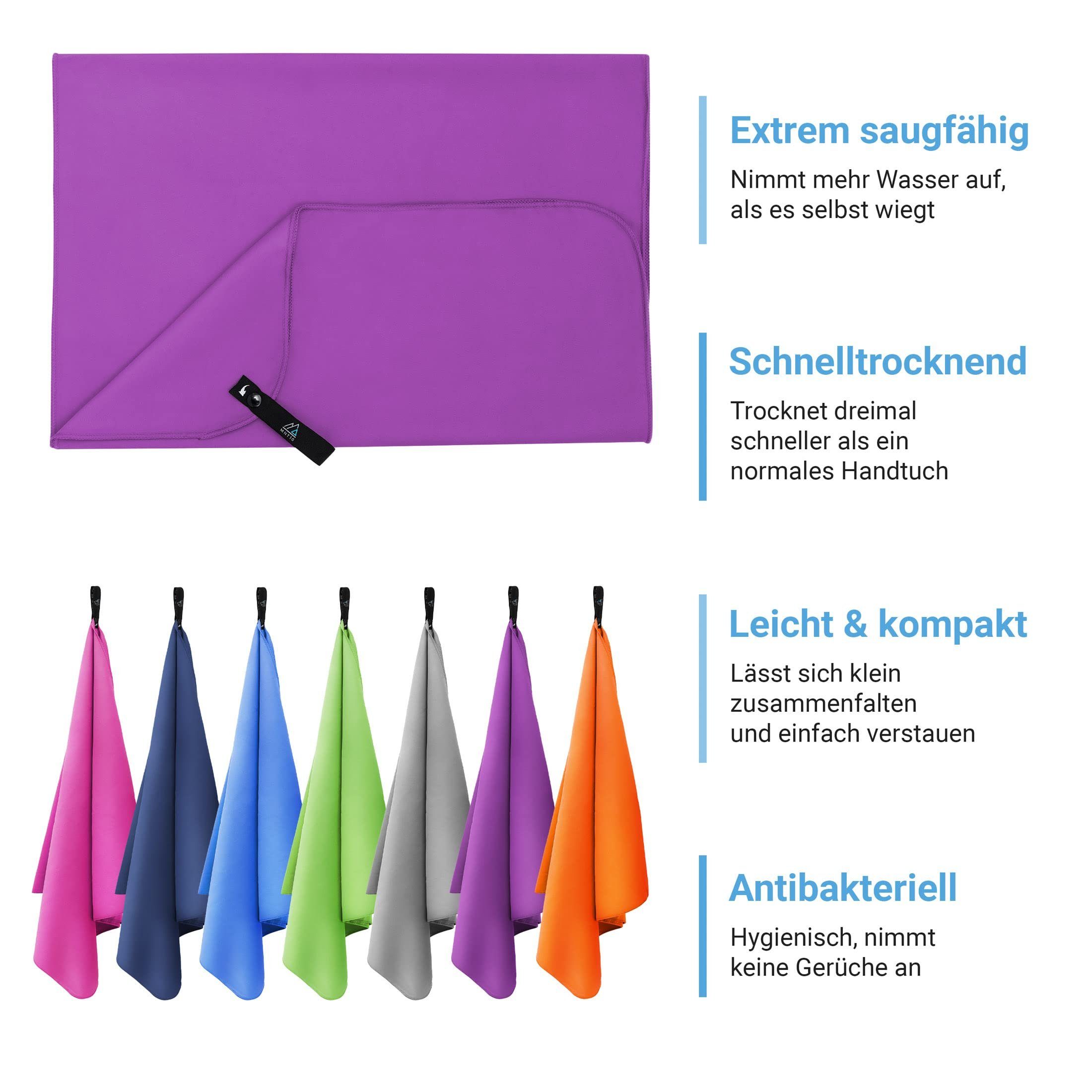 Purple Kompakt, MNT10 perfekt Microfaser Handtuch eignen Case - Ultra Sporthandtuch Handtücher Sich Mit als Mikrofaser Sporthandtuch Leicht,