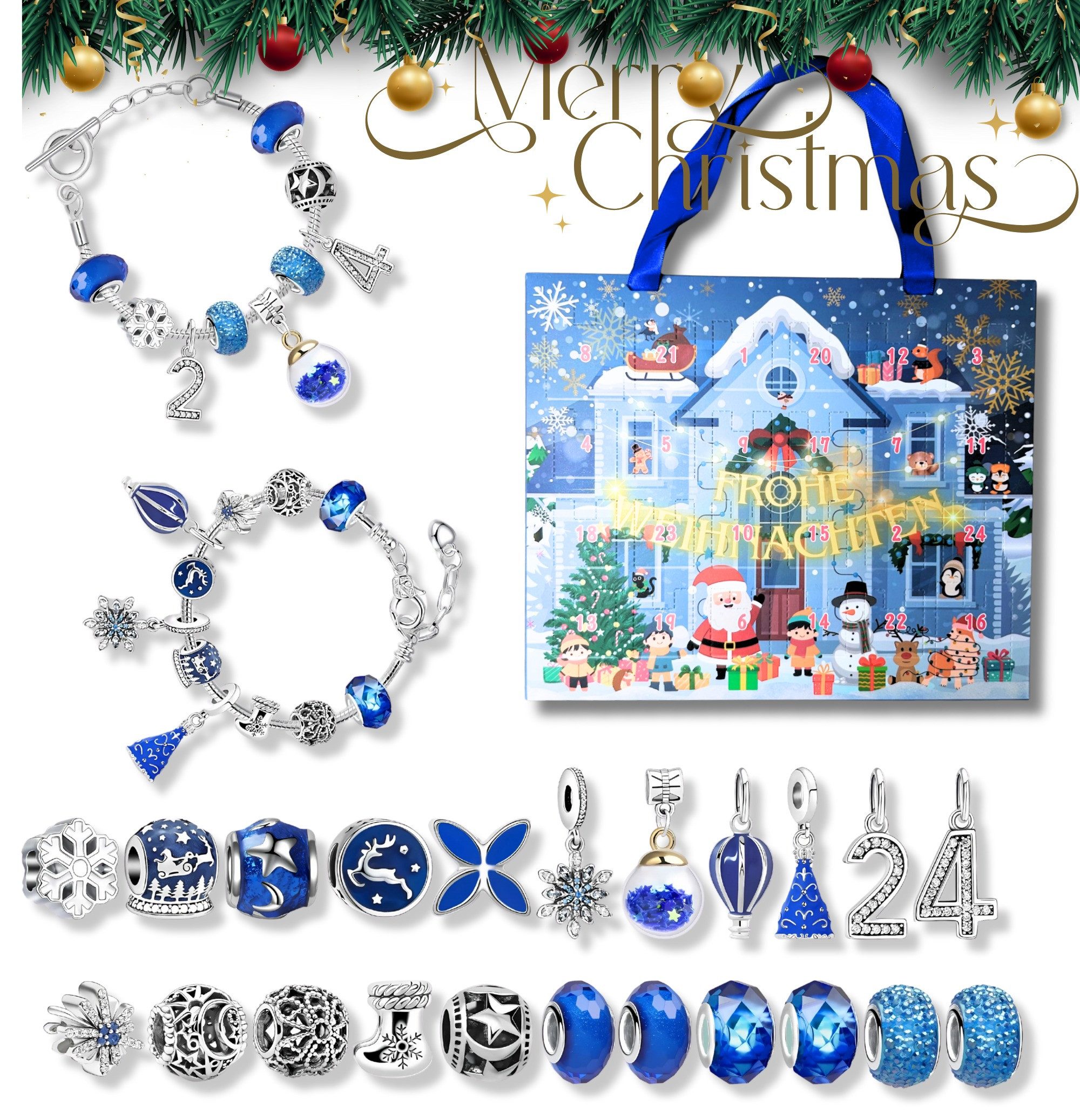Lucadeau Адвент-календарь украшений Kinder 2025 - Zauberhafte Armbänder für Mädchen zu Weihnachten (Geschenkset), hochwertiger Календари, Geschenk für Mädchen ab 5