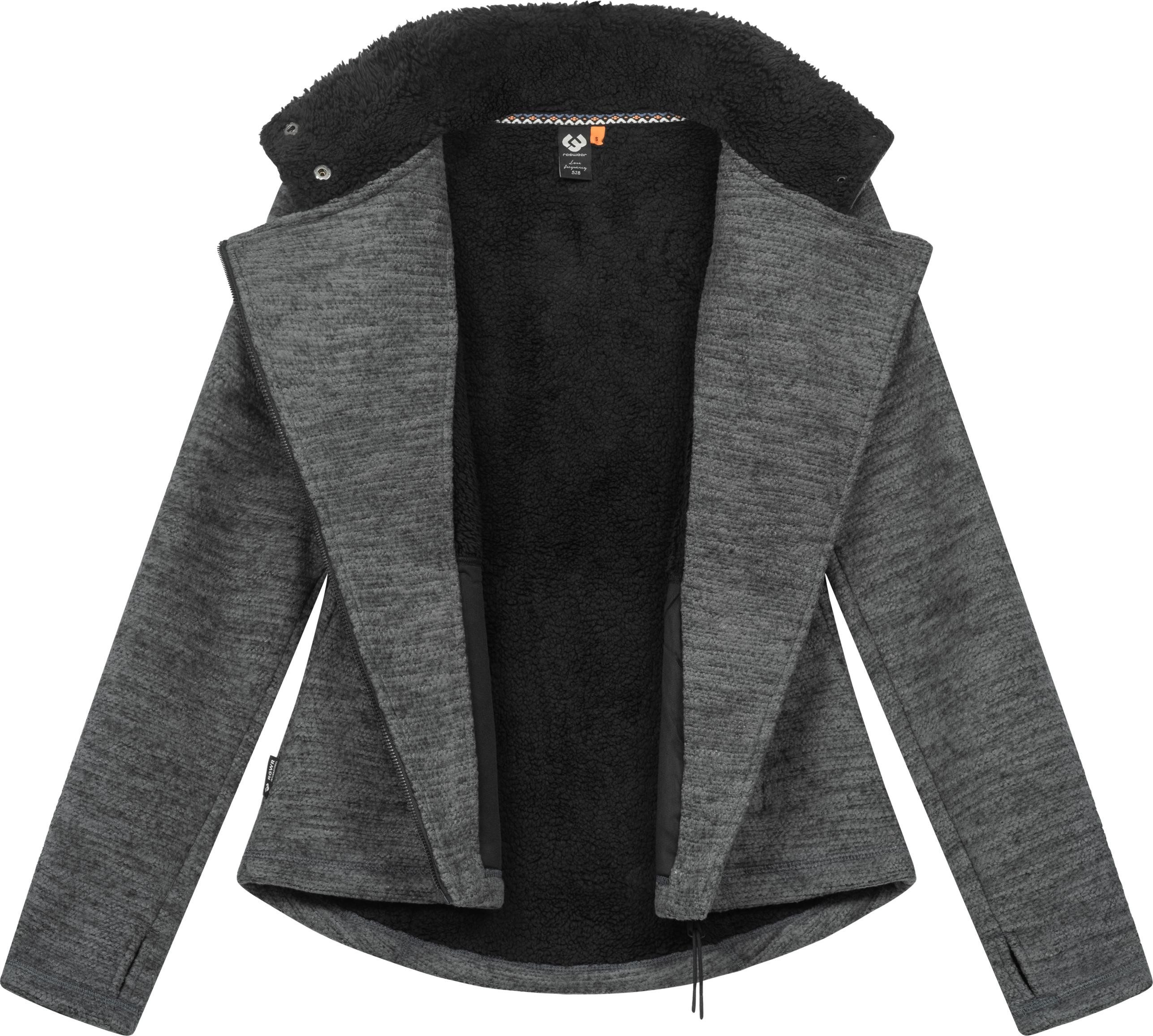Ragwear Strickfleecejacke Saskie Melange Grob gestrickte Damen-Jacke mit Teddyfell-Futter