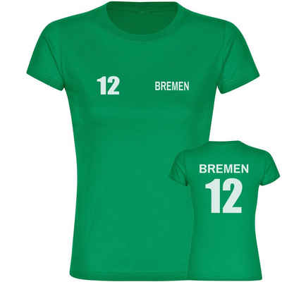 multifanshop T-Shirt Damen Bremen - Trikot 12 - Frauen Shirt Fanartikel