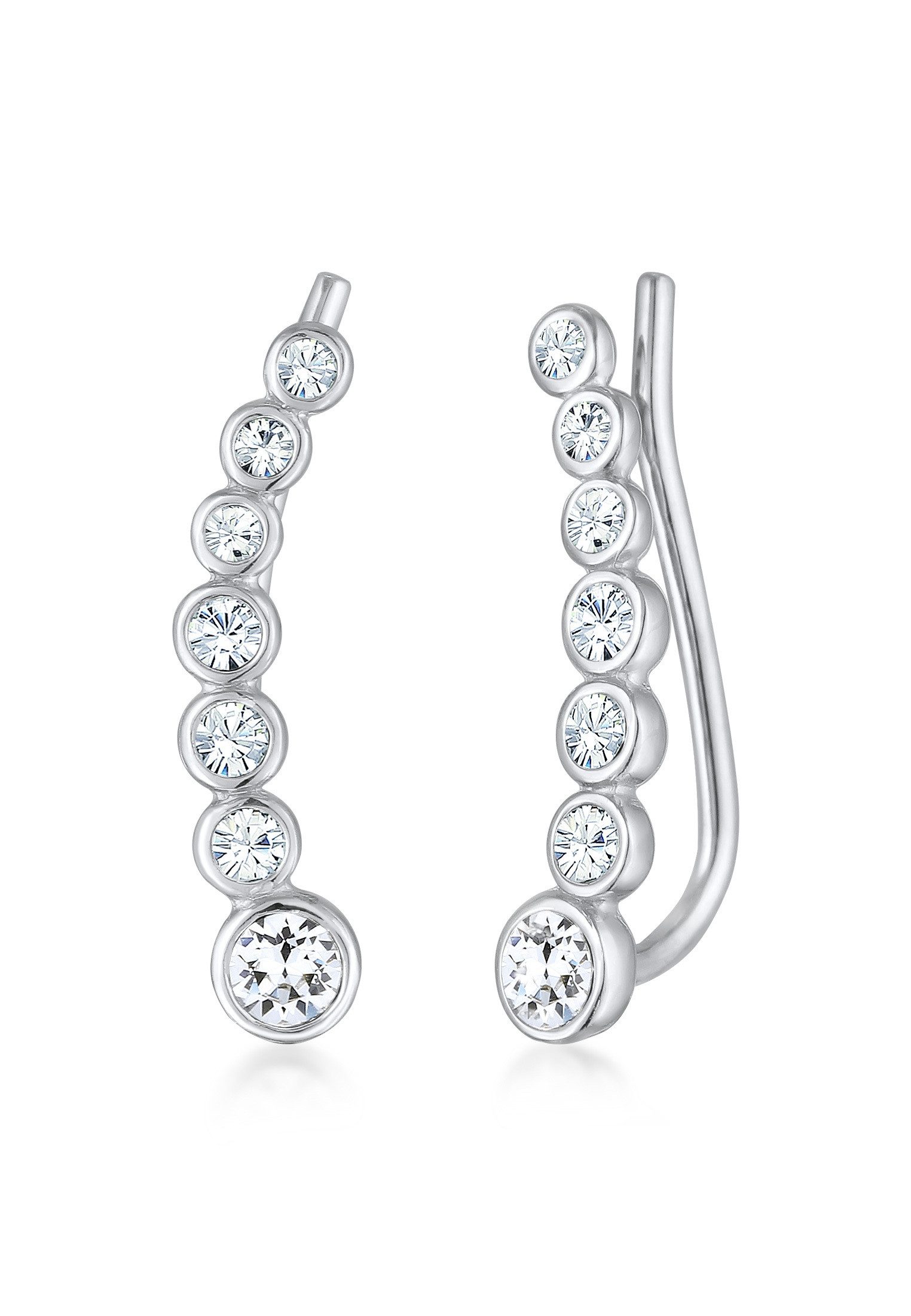 Paar Ohrstecker Earclimber Elegant 925 Silber, mit Kristallen von Swarovski®
