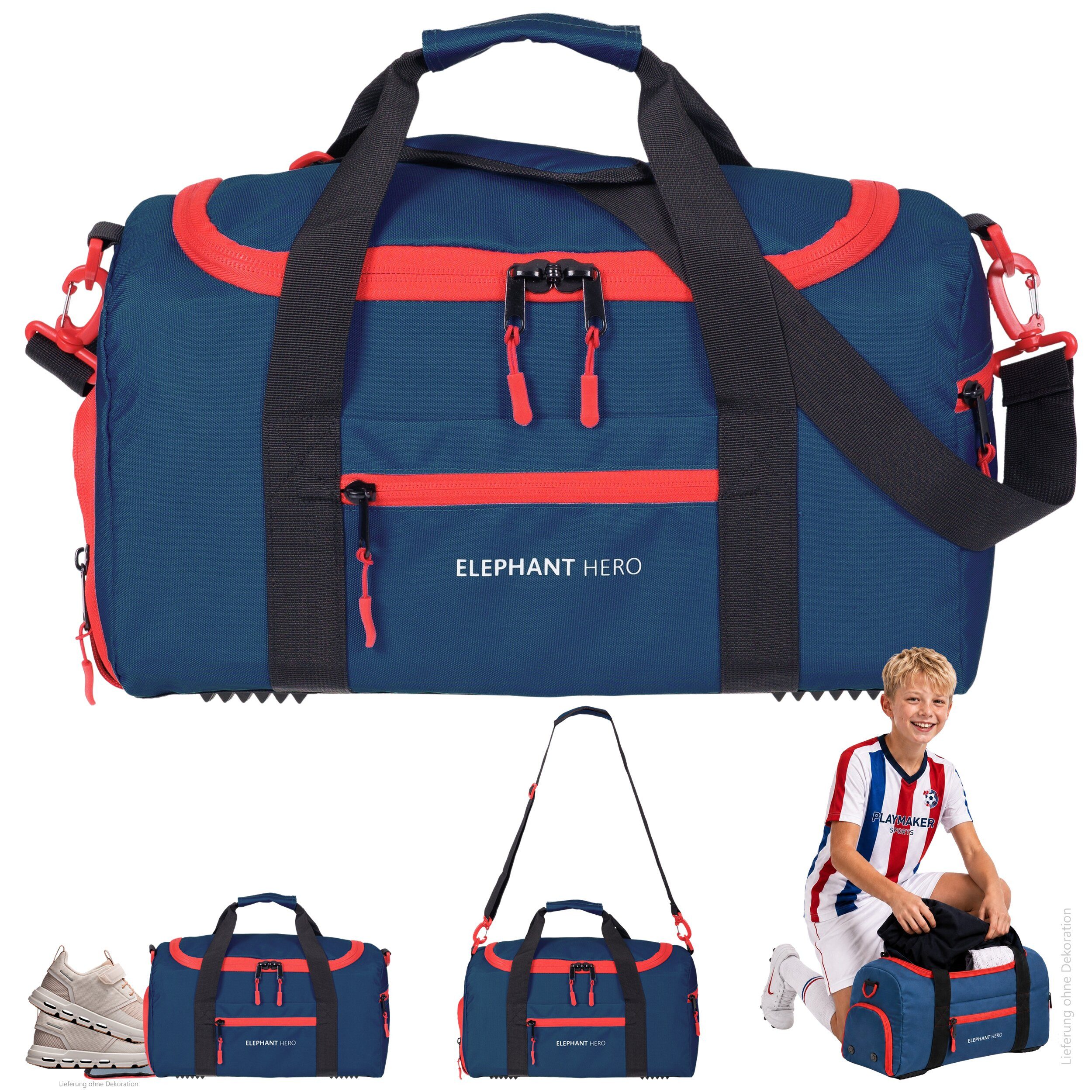 ELEPHANT Schulrucksack Hero Signature Schultasche (Set, 3-tlg., 3 Teile Rucksack Sporttasche Mäppchen Box), Softcase Schulranzen Schulmappe +rsm – Bild 3 von 5