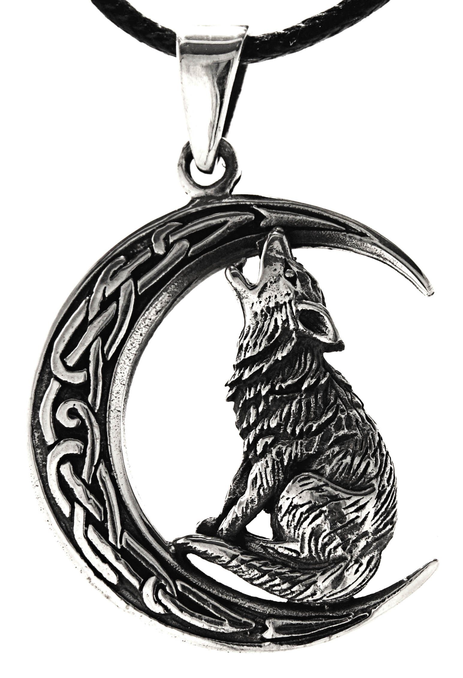 Kettenanhänger Si. 355 Wolf im Mond Anhänger 925 Silber heulend heulender