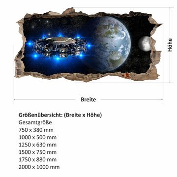 nikima Wandtattoo 067 Raumschiff - Loch in der Wand (PVC-Folie), in 6 vers. Größen