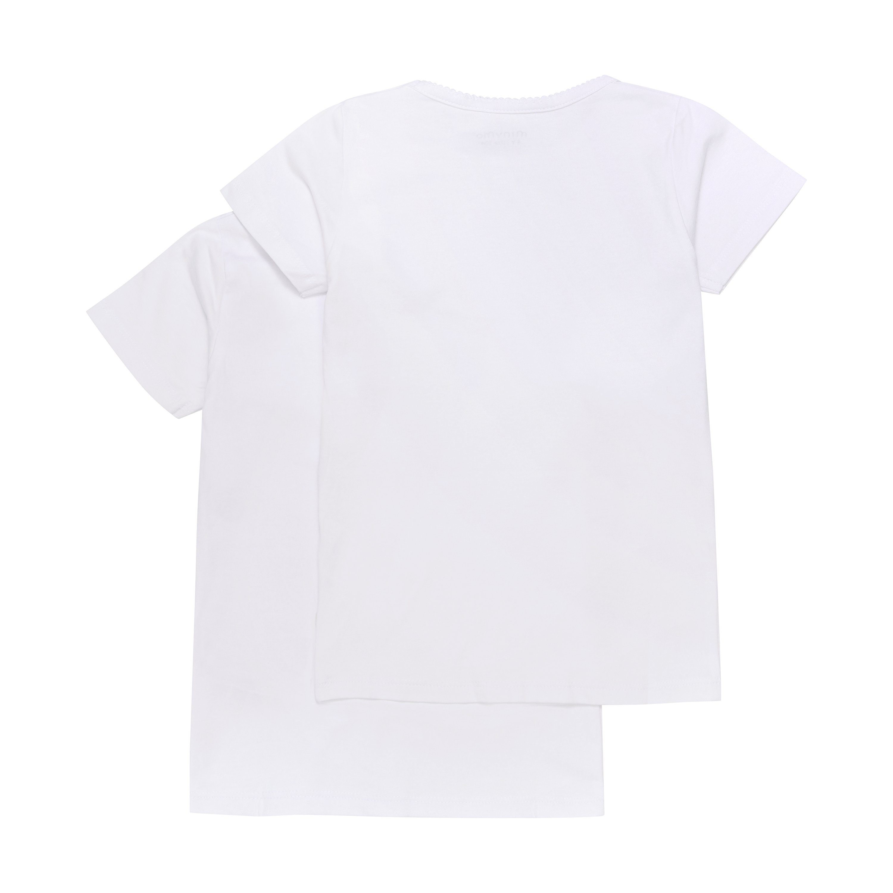 Minymo T-Shirt MINYMO - MIBasic - Print 2er-Pack mit White Kurzarmshirt (100) (2-pack) T-shirt und Basic - 33 3933