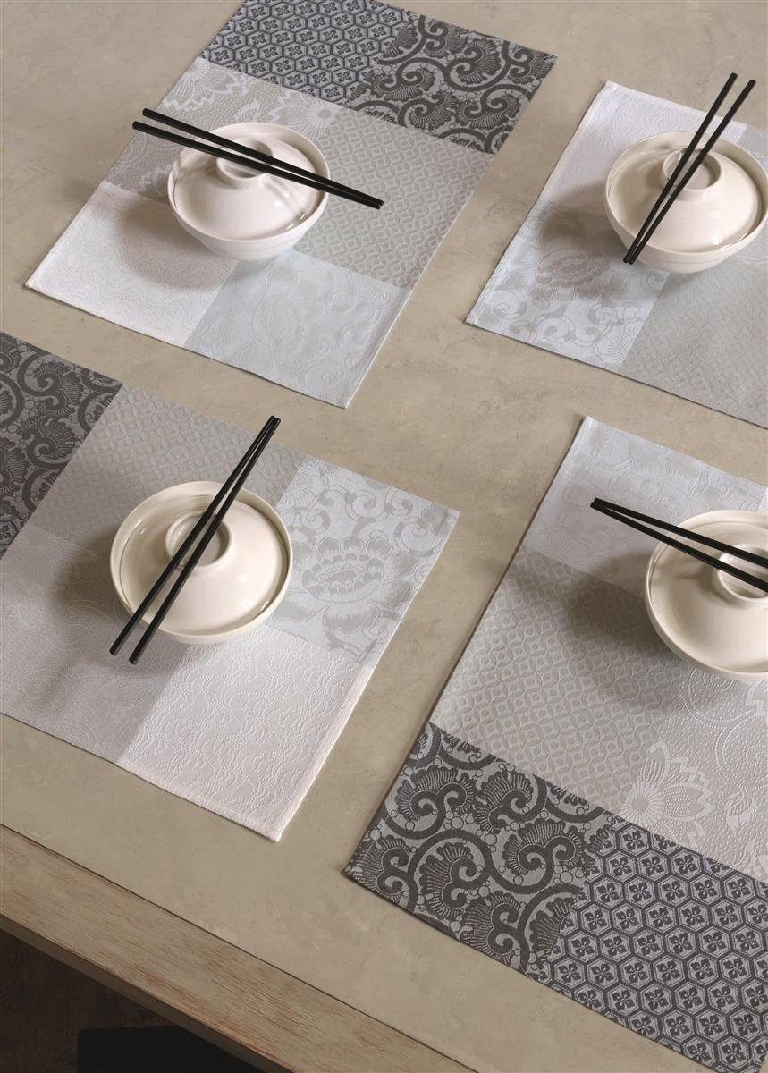 Le Jacquard Francais Platzset Beschichtete Tischsets (2x Set) Fleurs De Kyoto Brume 38x52 cm, (Set, 2-St), beschichtet
