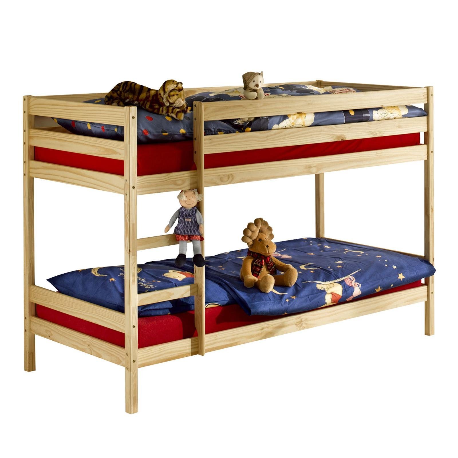 Etagenbett Bett Kiefer Hochbett Etagenbett 90x200 IDIMEX Kinder n natur massiv FELIX, Doppelstockbett