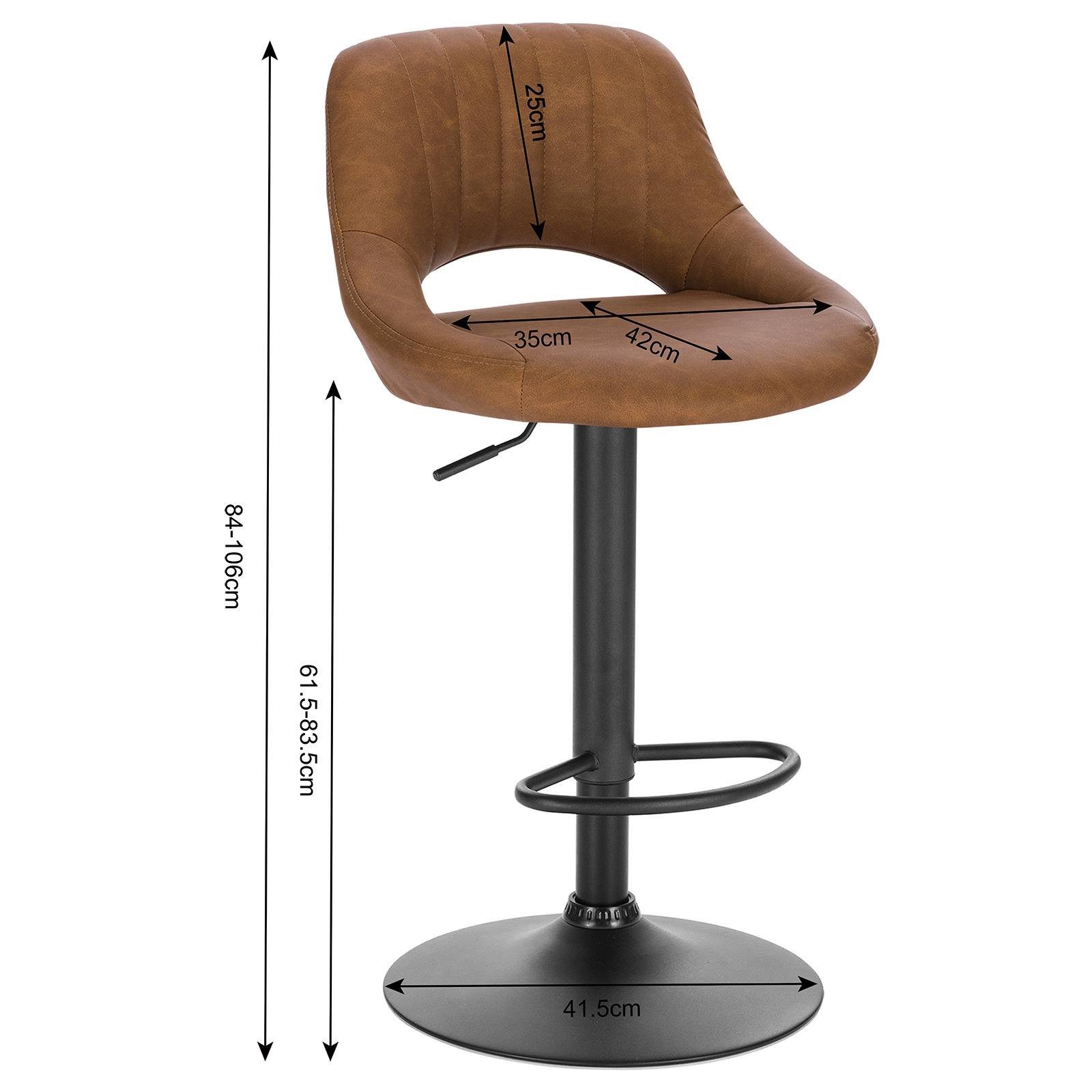 EUGAD Barhocker (2 St), aus Kunstleder und Stahl stufenlos höhenverstellbar