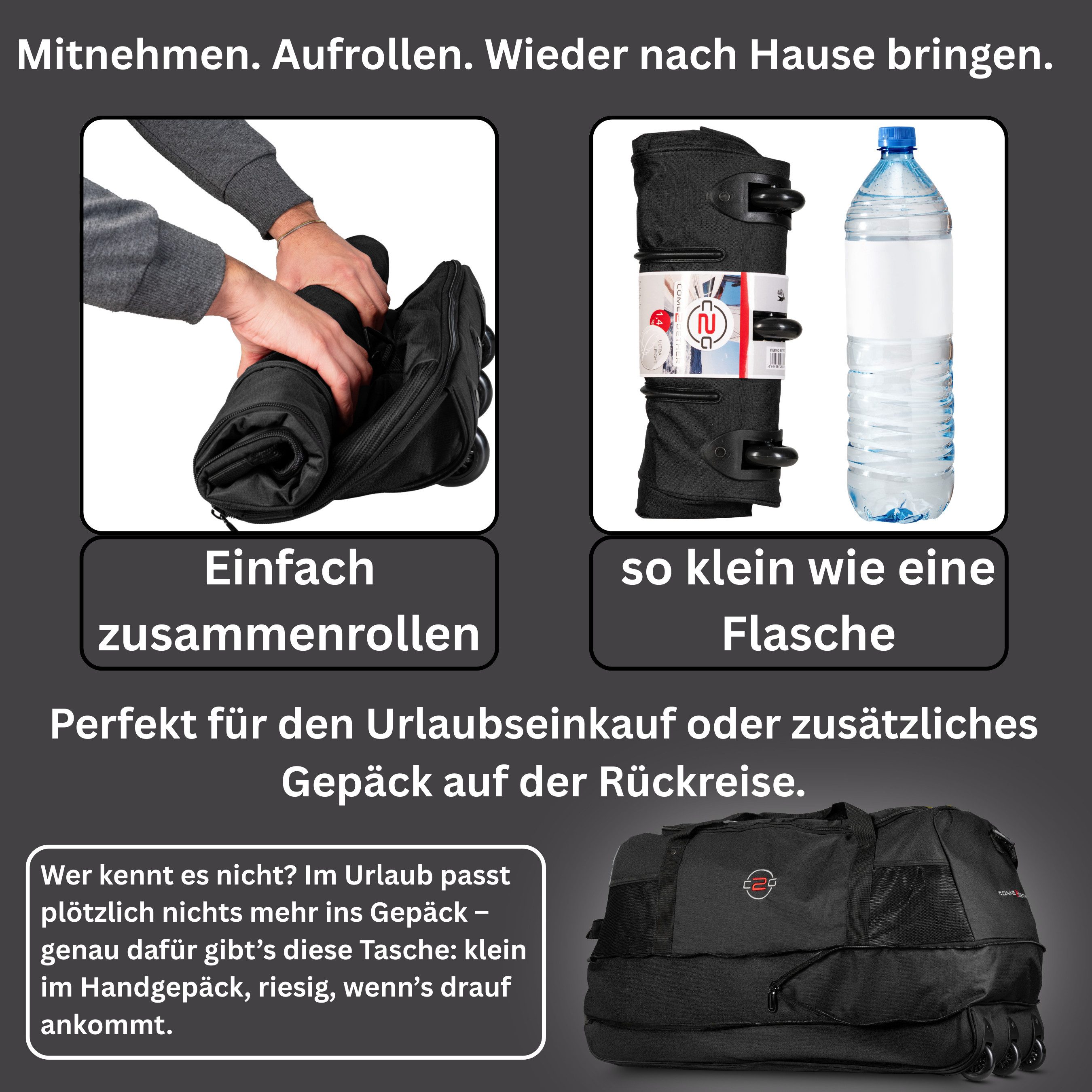 cocoono Reisetasche Faltbare Reisetasche mit Rollen 120 L – XXL Rolltasche günstig online kaufen