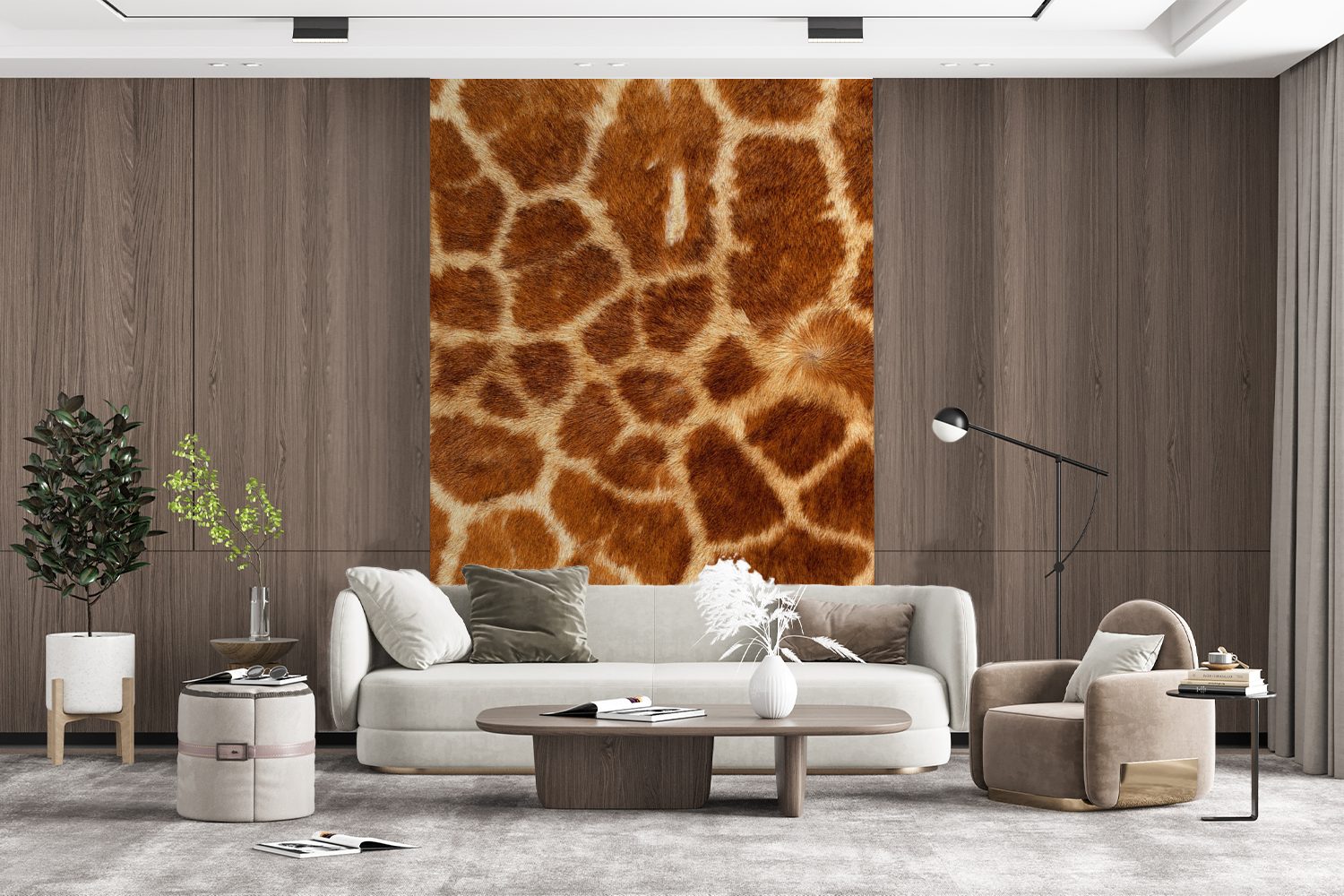 (3 Wandtapete Montagefertig MuchoWow Wohnzimmer, Tiere, St), - Matt, Fototapete Fell Tapete bedruckt, Vinyl - für Giraffe