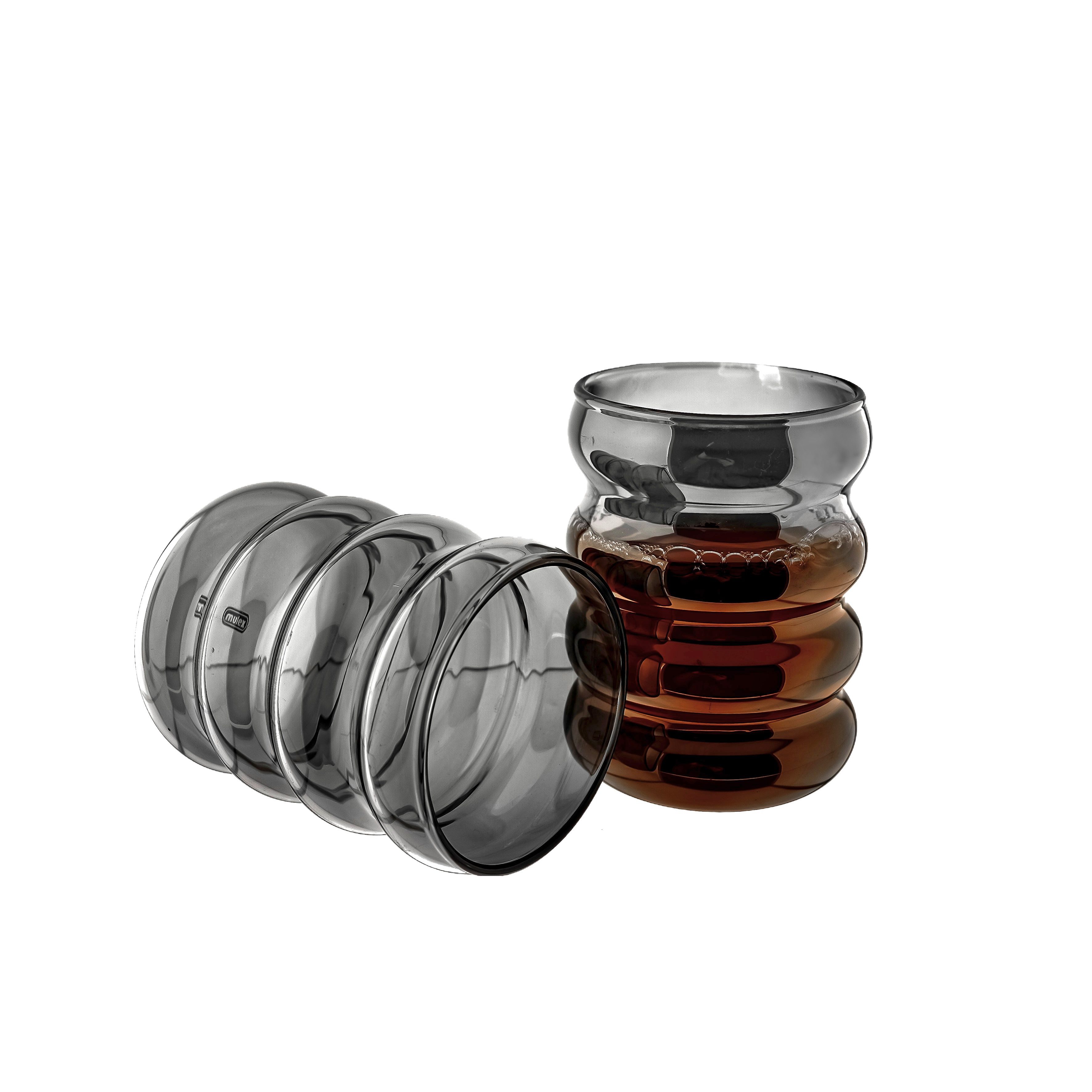 Mulex Glas Wave-Style Trinkgläser-Set in Schwarz 300 ml, 8-tlg.