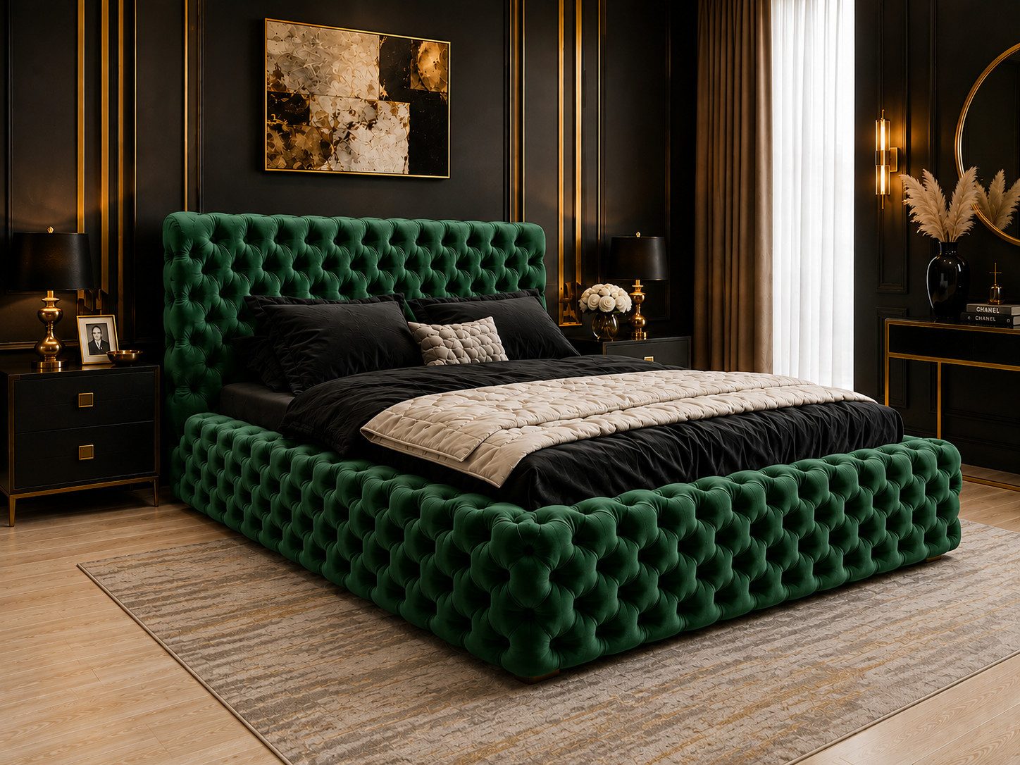 B&B Home Polsterbett Stauraumbett Schlafbett Bett Figo A 180 cm 200 cm 220cm (mit Bettkasten und Lattenrost, ohne Matratze)