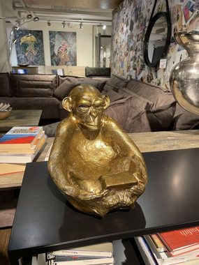 More2Home Dekoschale MONKEY, Affe mit Ablageschale in Aluminium massiv (3 KG) gold