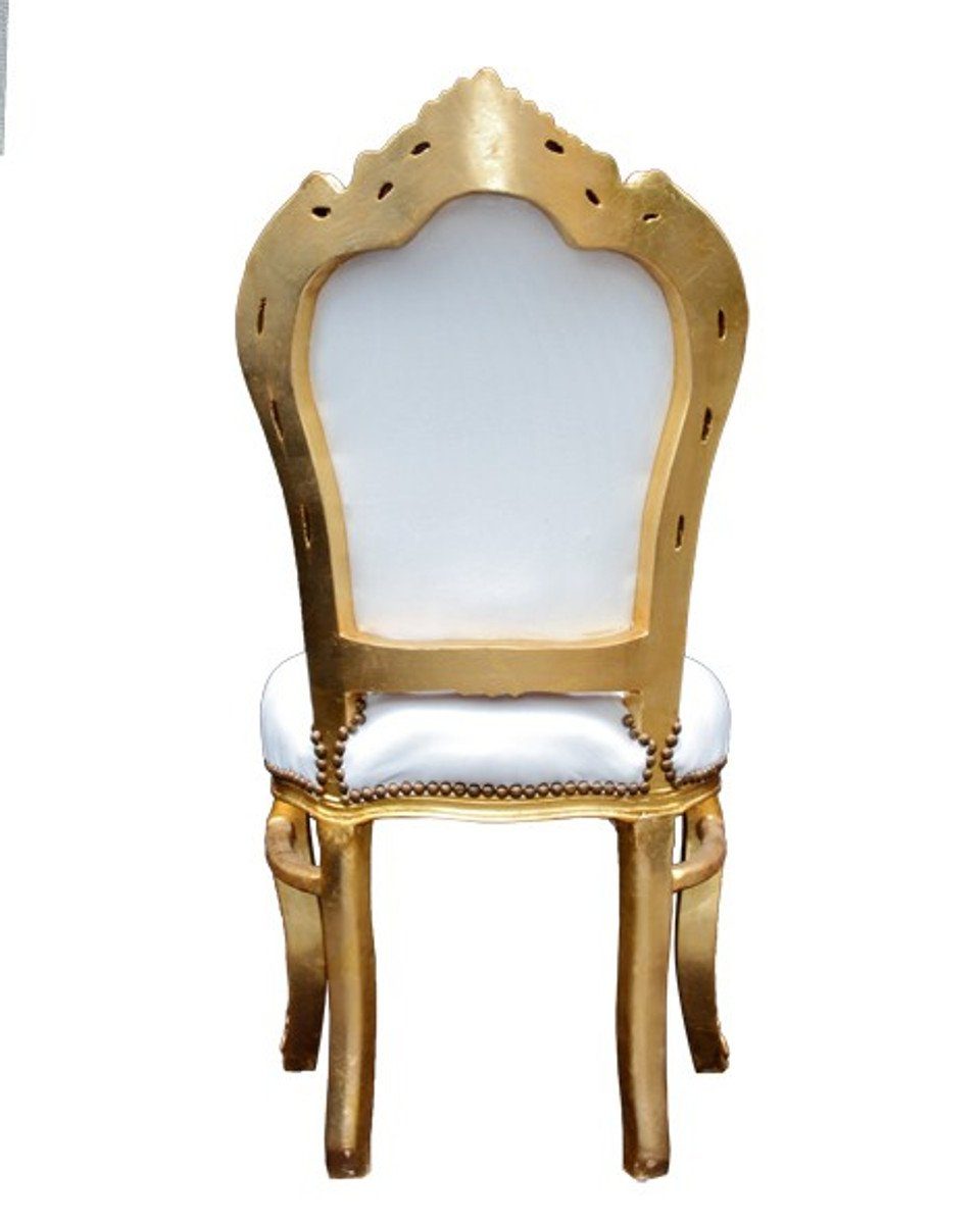 Casa Padrino Esszimmerstuhl Barock Esszimmer Stil Stuhl Weiß Antik Möbel / Gold 