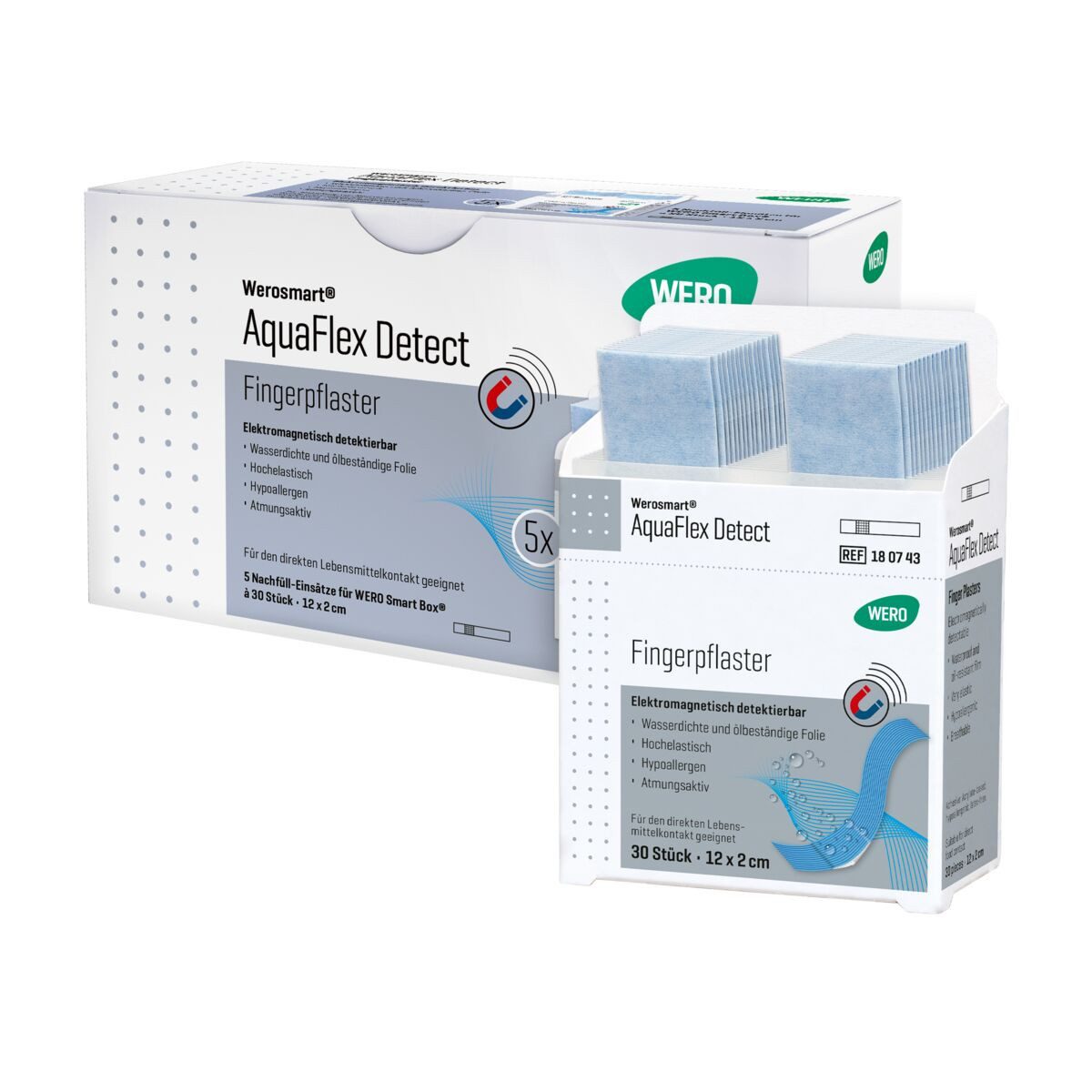 Werosmart® Wundpflaster AquaFlex Detect Wundpflaster (5 Einsätze, 150 St), Fingerpflaster