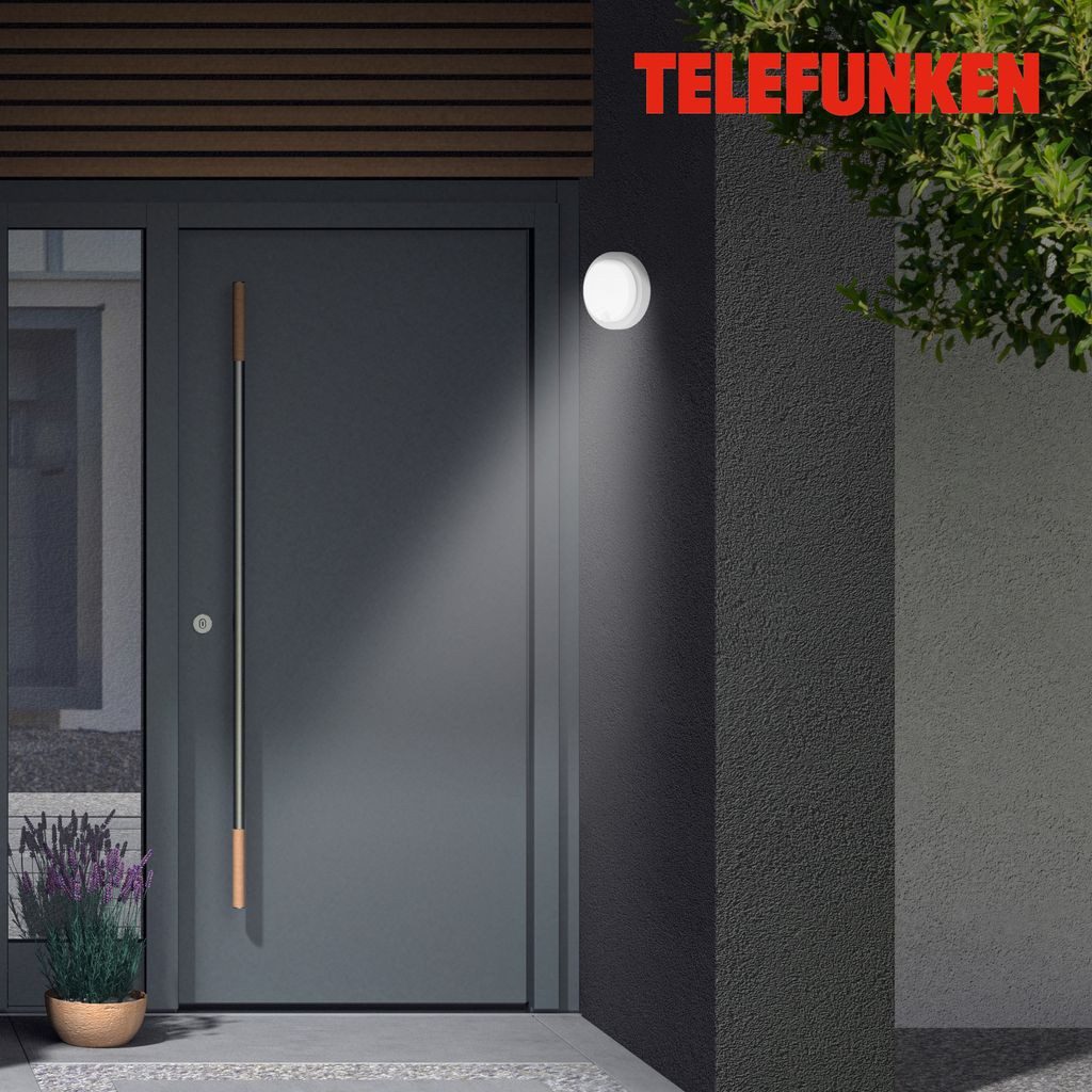Telefunken Außen-Wandleuchte 315304TF, Leuchtdauer einstellbar, LED fest integriert, 2700K - Extra-Warmweiß, Außenleuchte IP44 Bewegungssensor 1150lm 4000K 12W