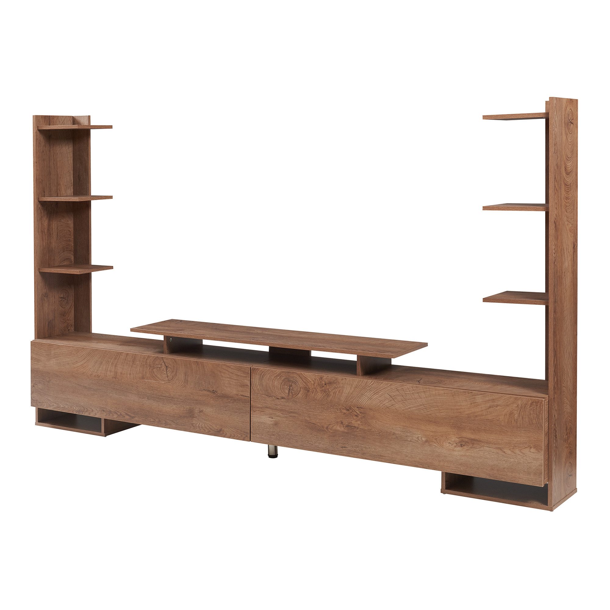en.casa TV-Schrank »Rauki« mit Seitenregalen 233 x 31 x 141 cm Walnussoptik