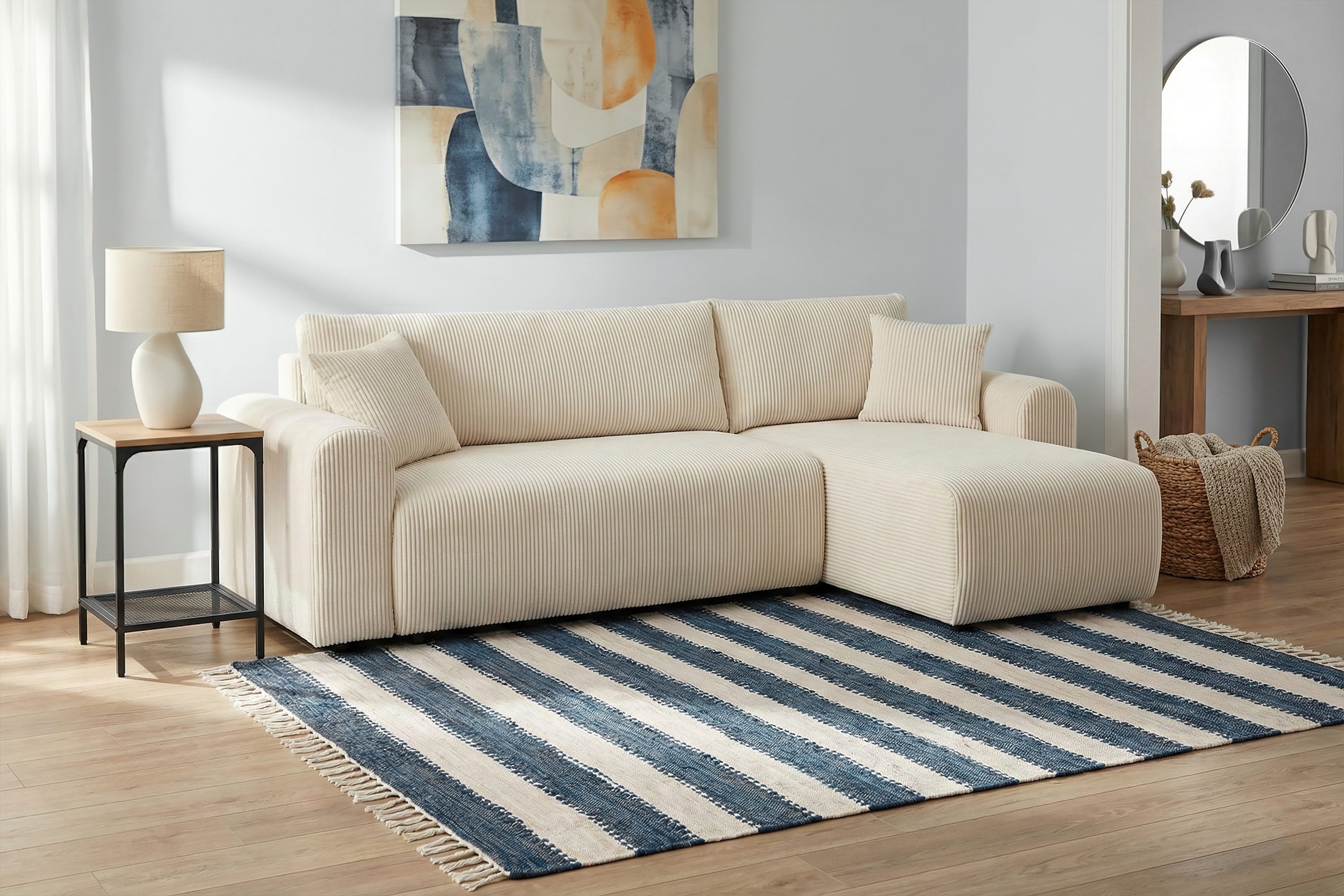 OTTO home Ecksofa JONAA L-Form, 241cm - OTTO. Verlässliche Qualität., Schlaffunktion(133/200), Bettkasten, Cord, Struktur, Unser Tiefpreis