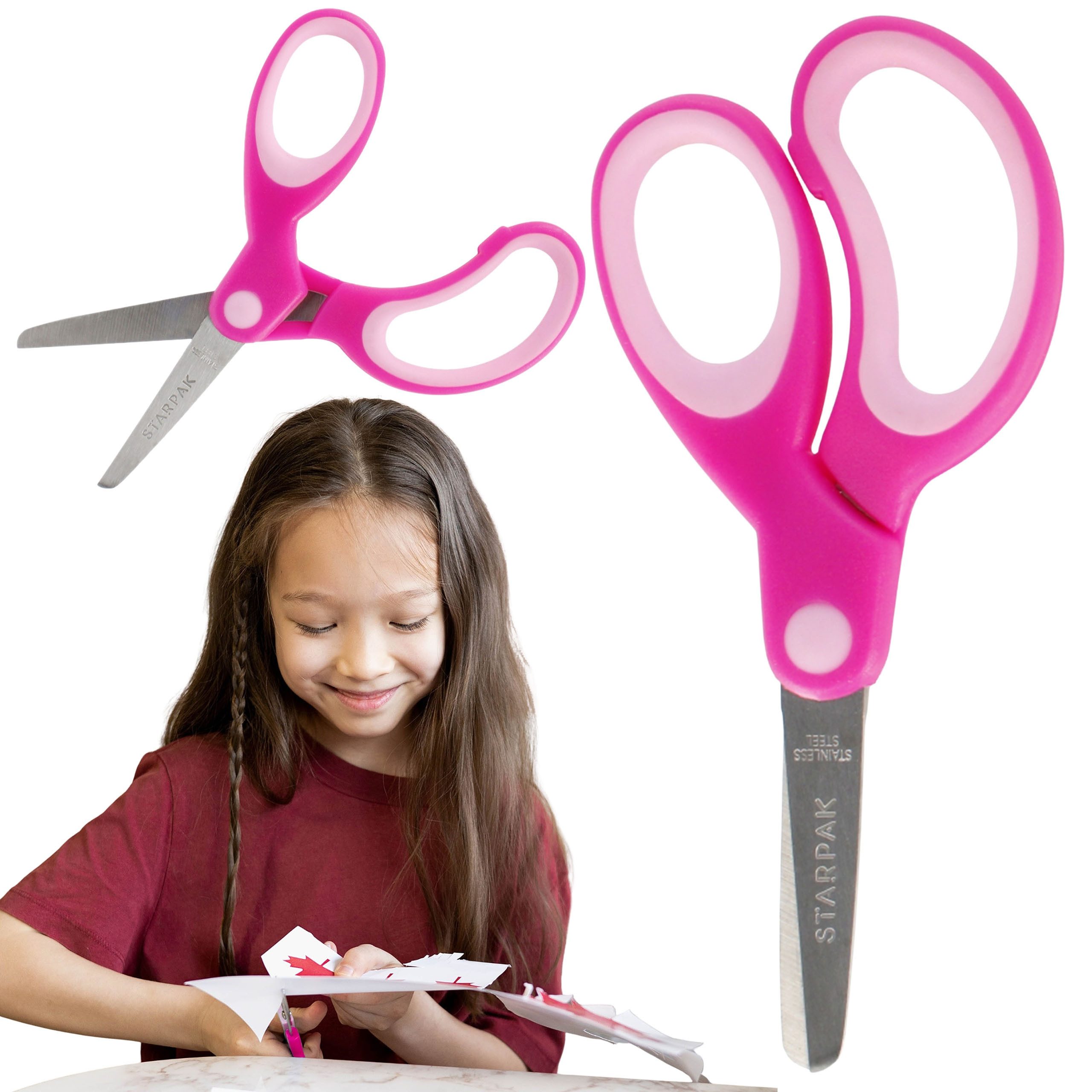 Sarcia.eu Haushaltsschere Kinderschere FÜR RECHTHÄNDIGE, Profilierte SICHER, Schul 13 cm STARPAK