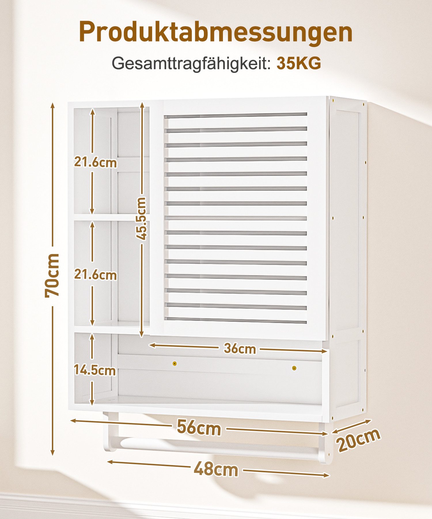 Yorbay Hängeschrank Bambus Badezimmerschrank Medizinschrank (56x20x70 cm) m günstig online kaufen