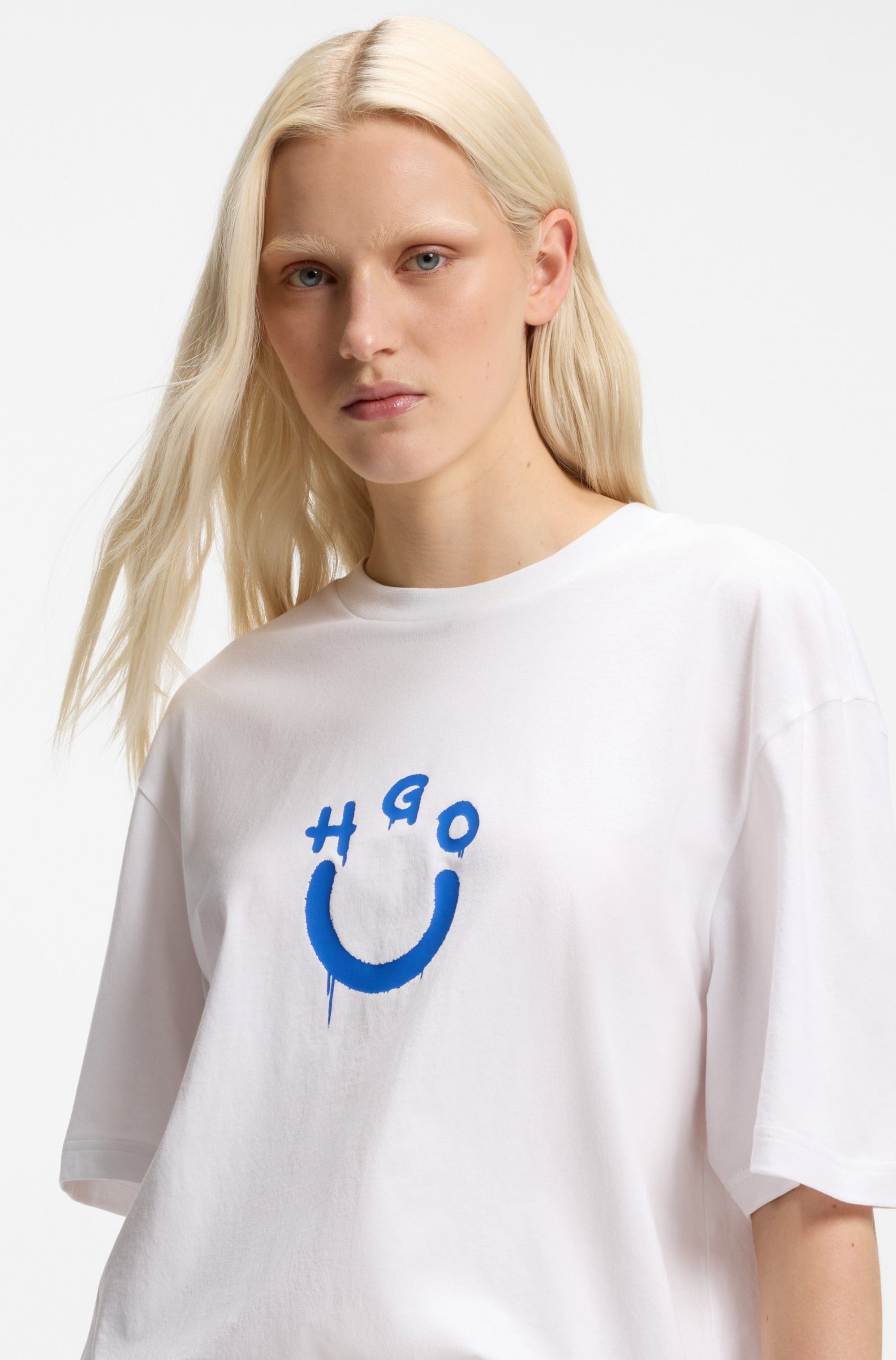 HUGO T-Shirt Norizom Rundhalsausschnitt, reine Baumwolle, Regular Fit