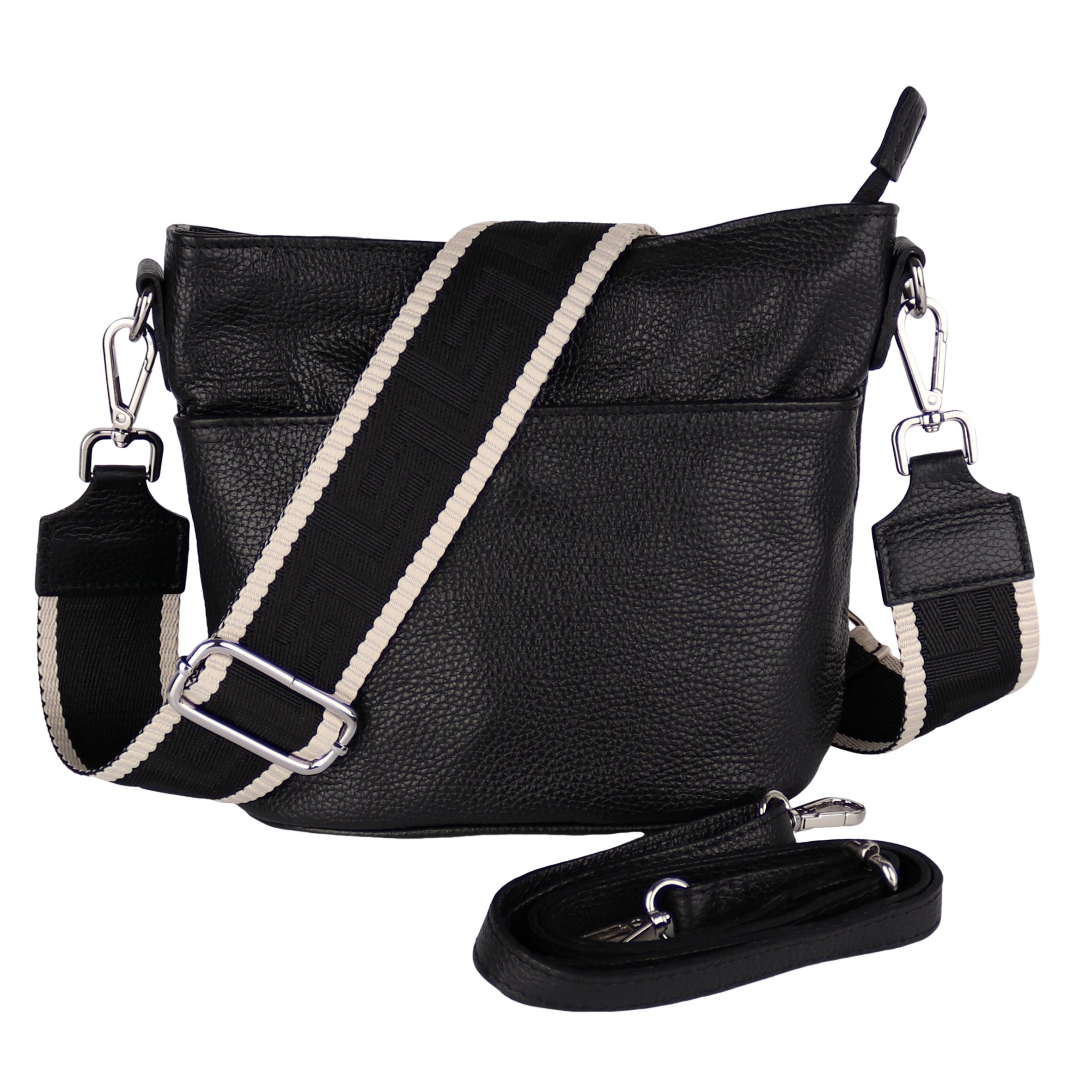 MIRROSI Umhängetasche Damen, Crossbody Bag, Echtleder Made in Italy (1 Tasche 2 Gurte oder Basic Version 1 Tasche 1 Gurt), 24x18x12cm (BXHXT)