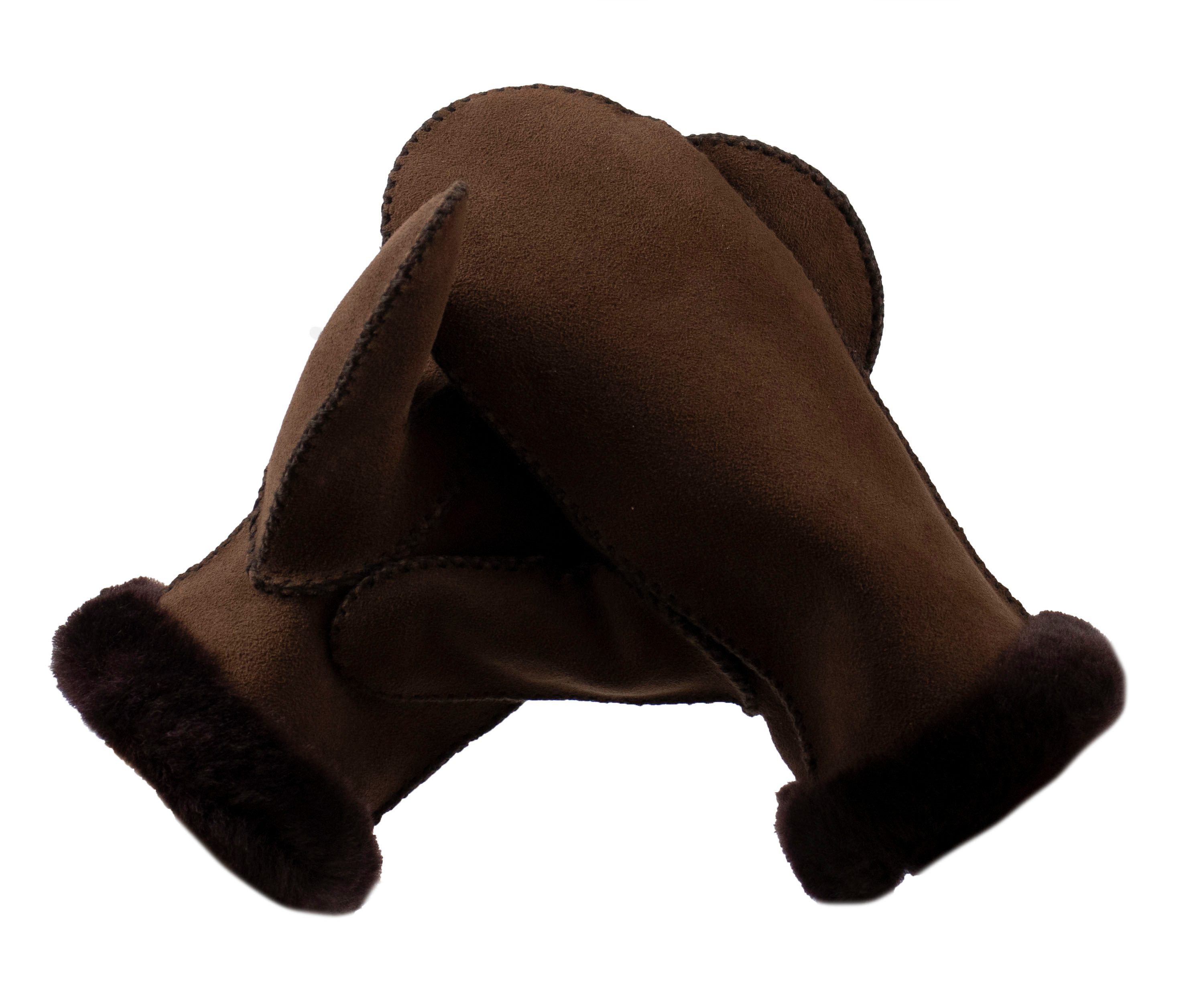 Lederhandschuhe Fäustlinge Faust Handschuhe Merino Lammfell und Veloursleder
