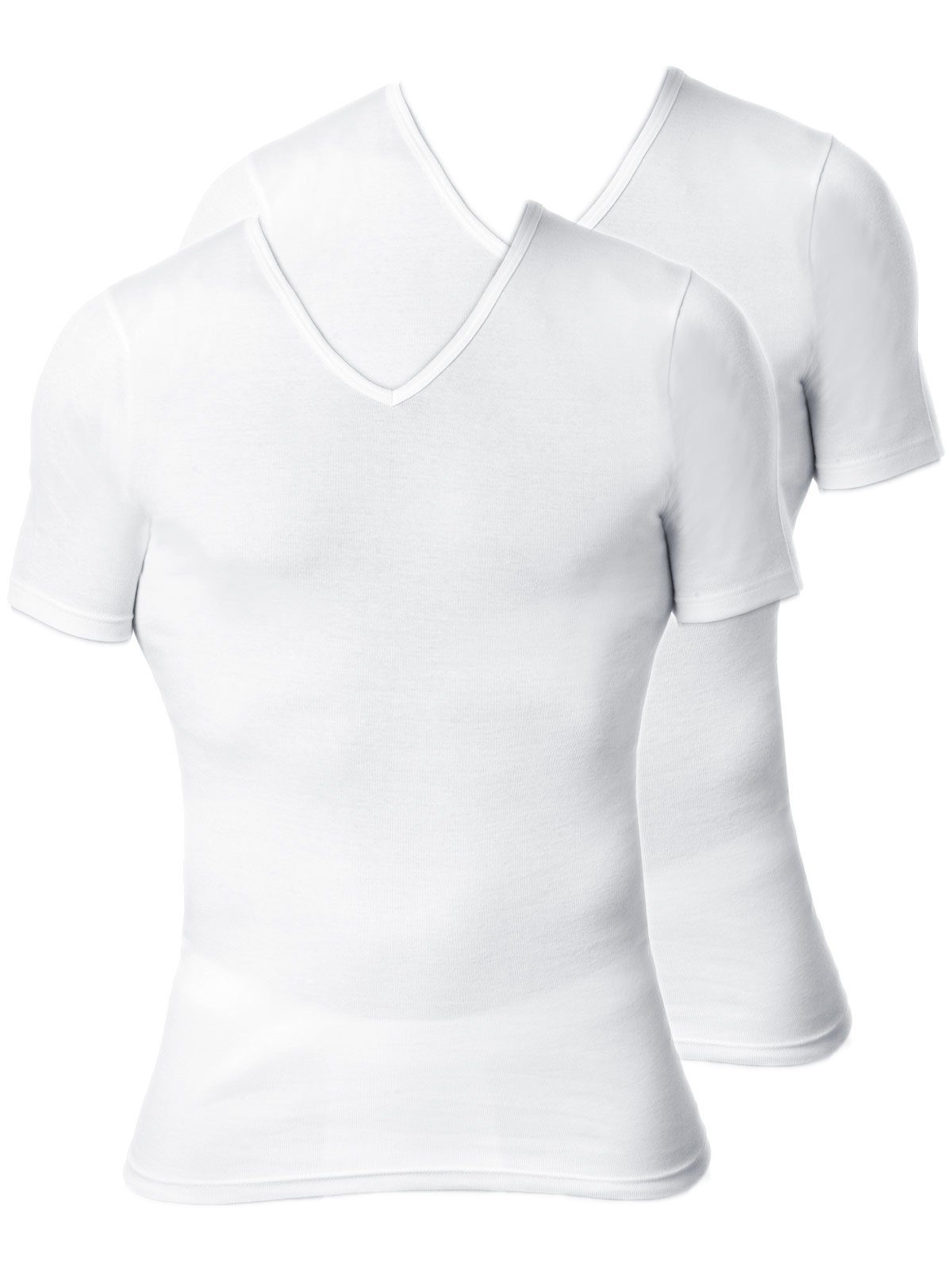 (Spar-Set, weiss 4-St) KUMPF schwarz Markenqualität T-Shirt Cotton Herren 4er Sparpack Unterziehshirt Bio hohe