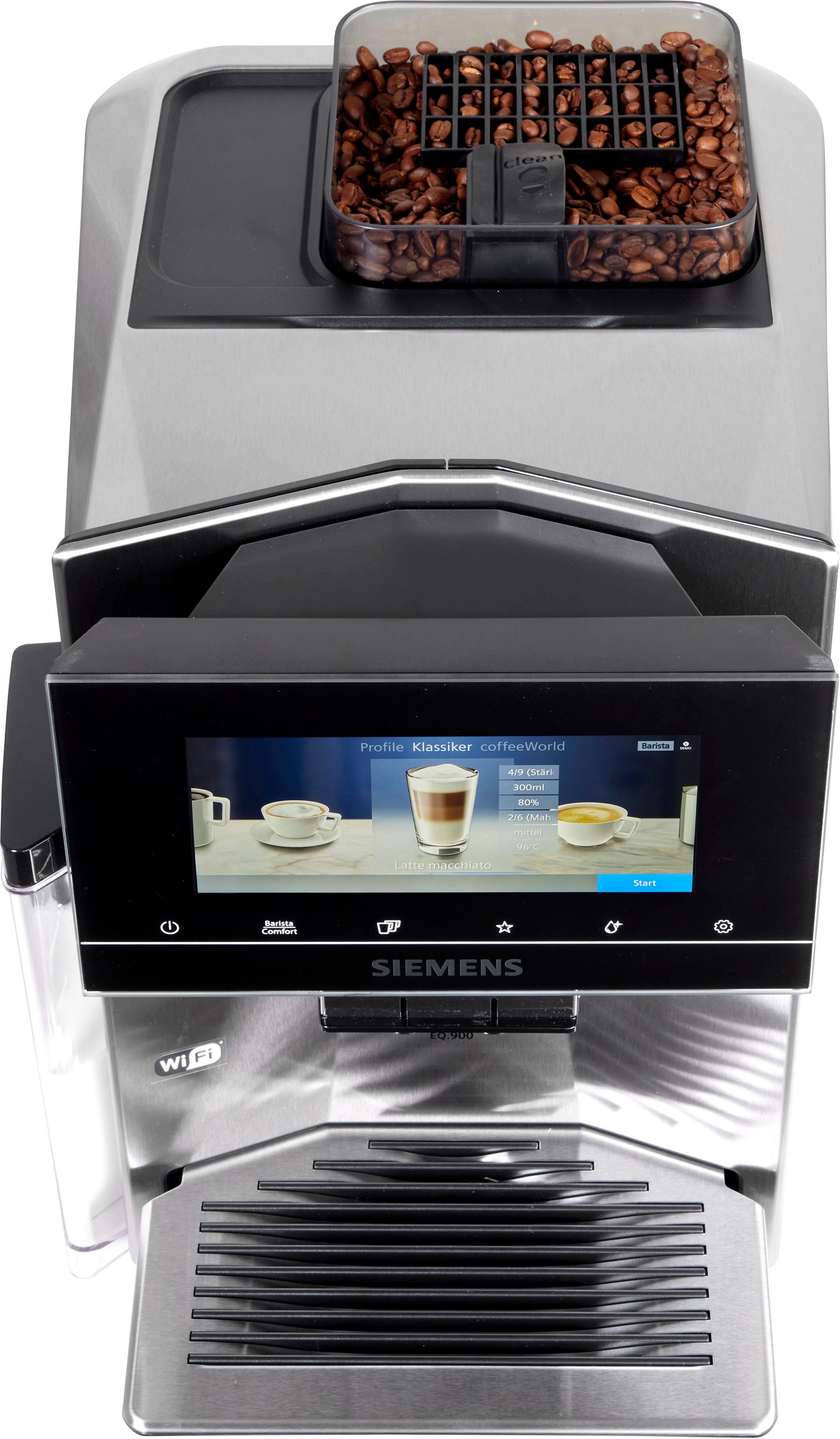SIEMENS Kaffeevollautomat EQ900 TQ903D43, intuitives 6,8" TFT-Display, Geräuschreduzierung, App-Steuerung, Barista-Modus, AromaSelect, 3 Profile, edelstahl – Bild 5 von 5