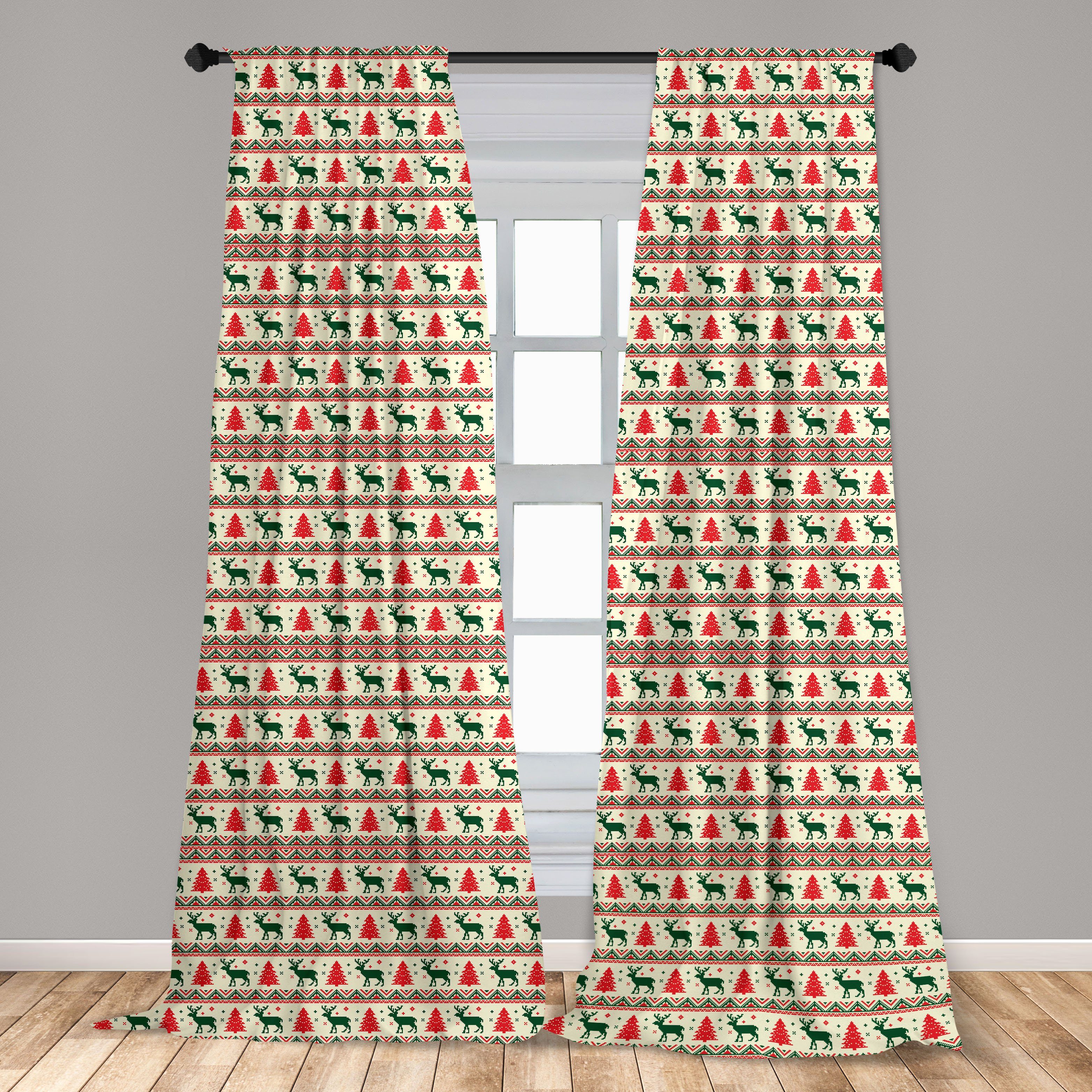 Dekor, Microfaser, für Vorhang nordisch Abakuhaus, Weihnachten Art Wohnzimmer Pixel Schlafzimmer Gardine