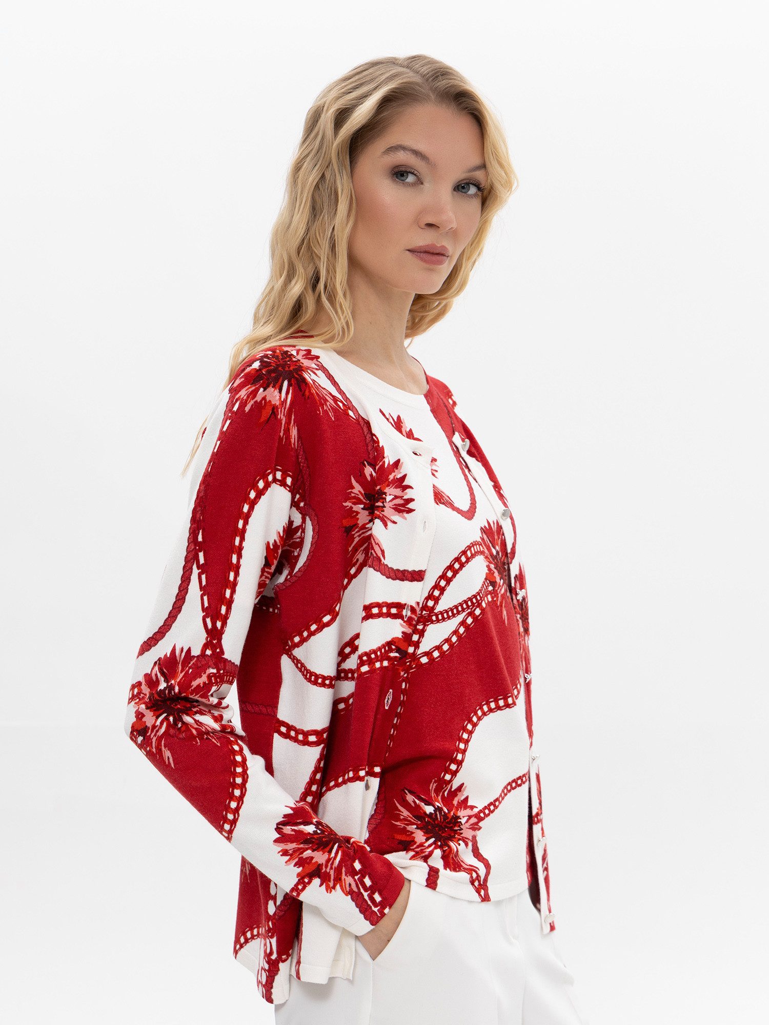 Passioni 2-in-1-Strickjacke Twinset mit Ornamenten-Muster günstig online kaufen